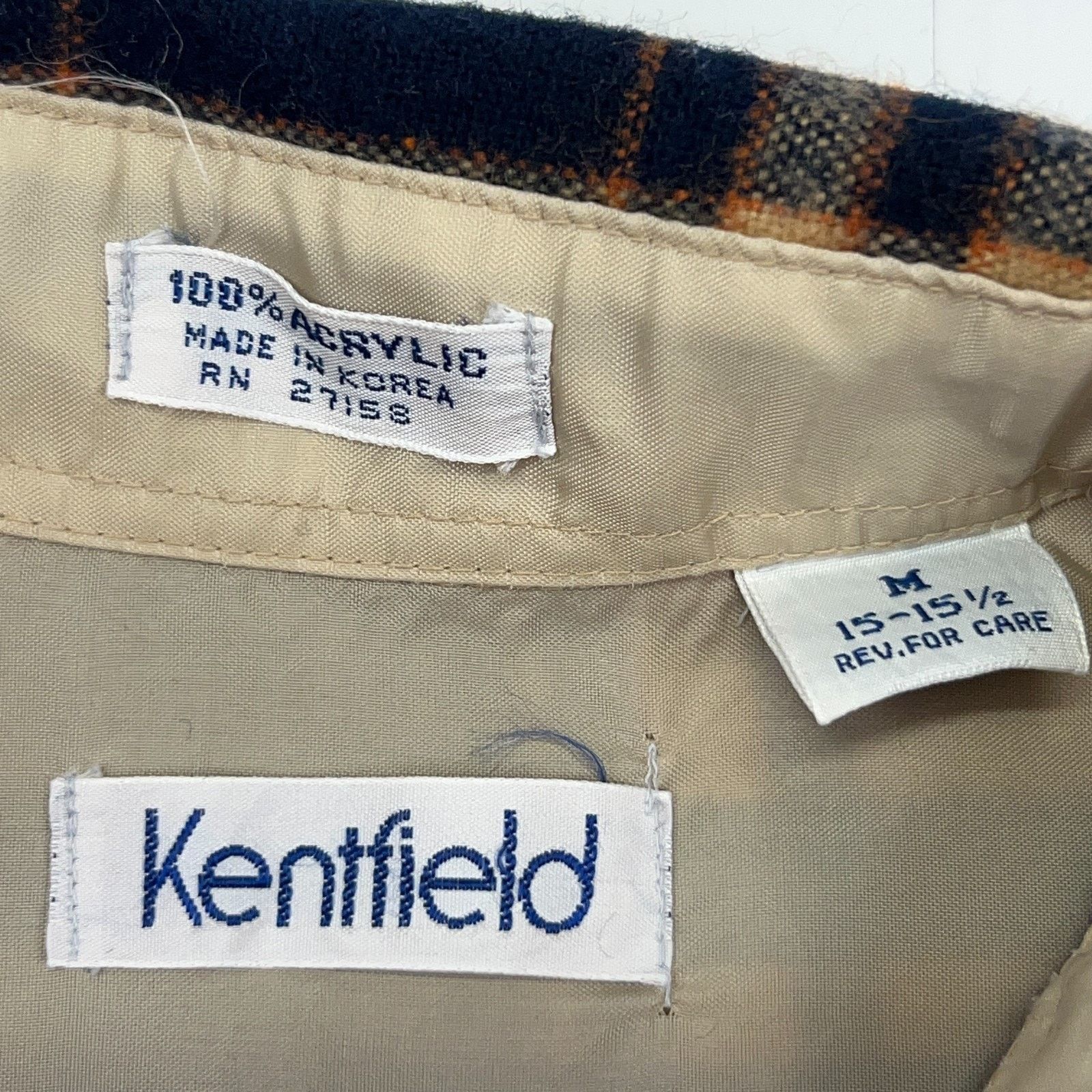 Vintage Vintage 90s Kentfield Flannel Button Front Shirt Beige M Size US M / EU 48-50 / 2 - 4 Thumbnail