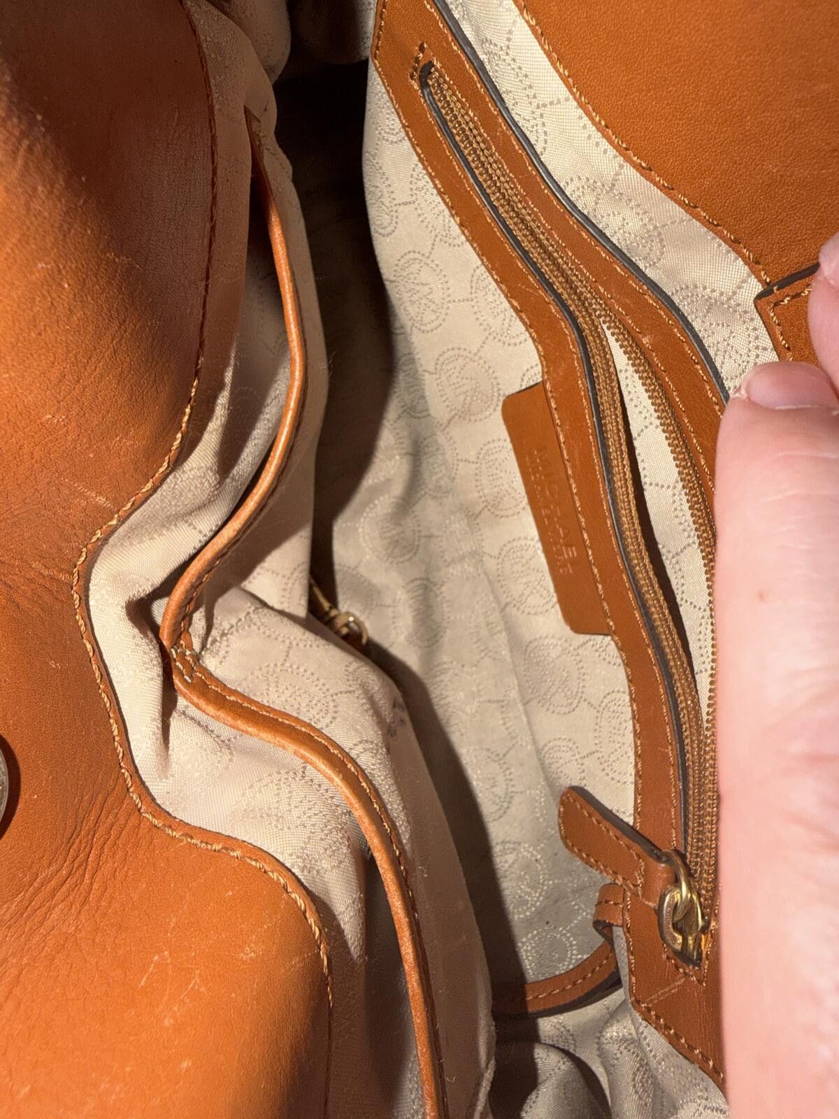 Michael Kors Michael Kors Signature MK Logo Tan Leather Tote Bag Size ONE SIZE - 3 Thumbnail