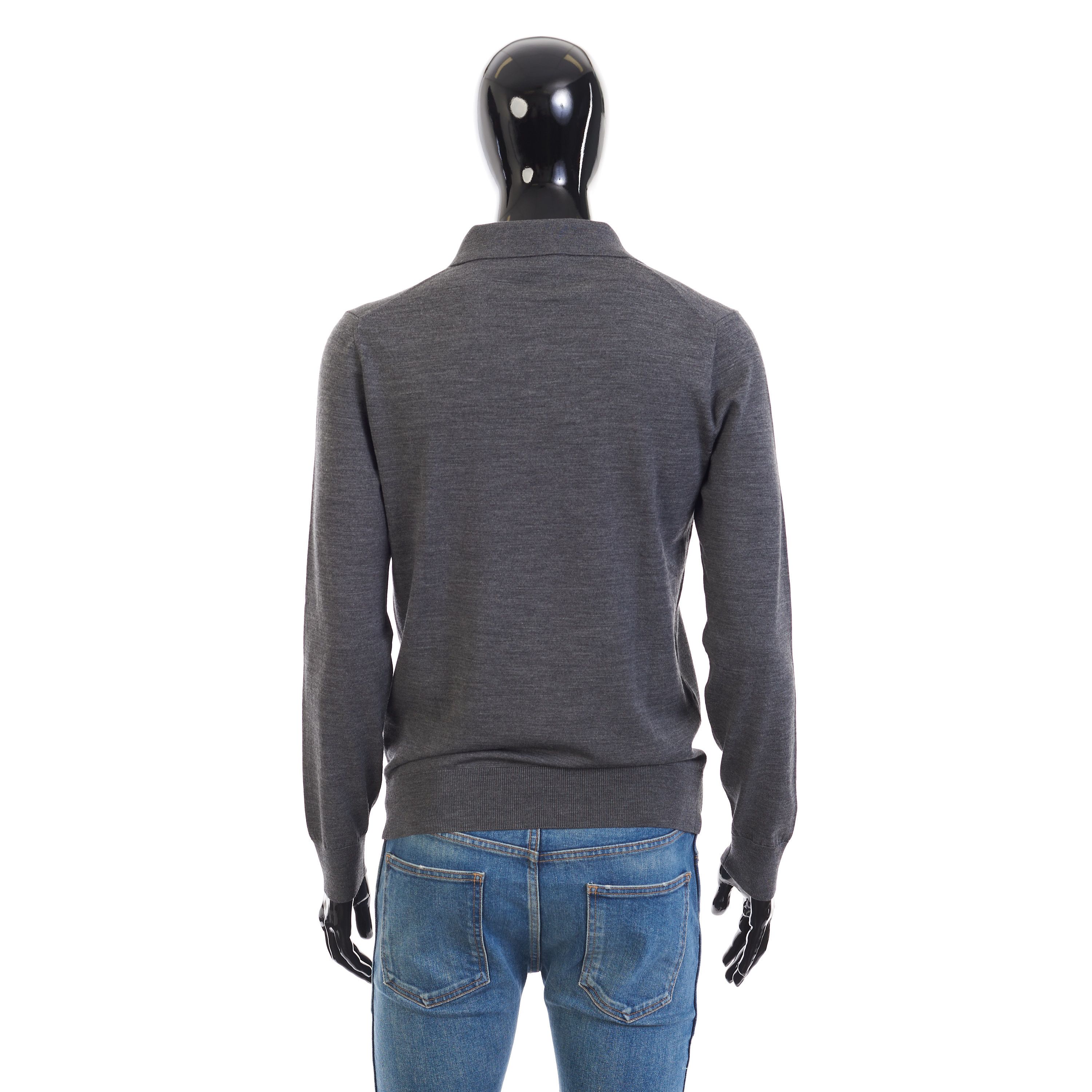 Brioni Polo Sweater With Metal Zip In Gray Wool Size US M / EU 48-50 / 2 - 7 Thumbnail