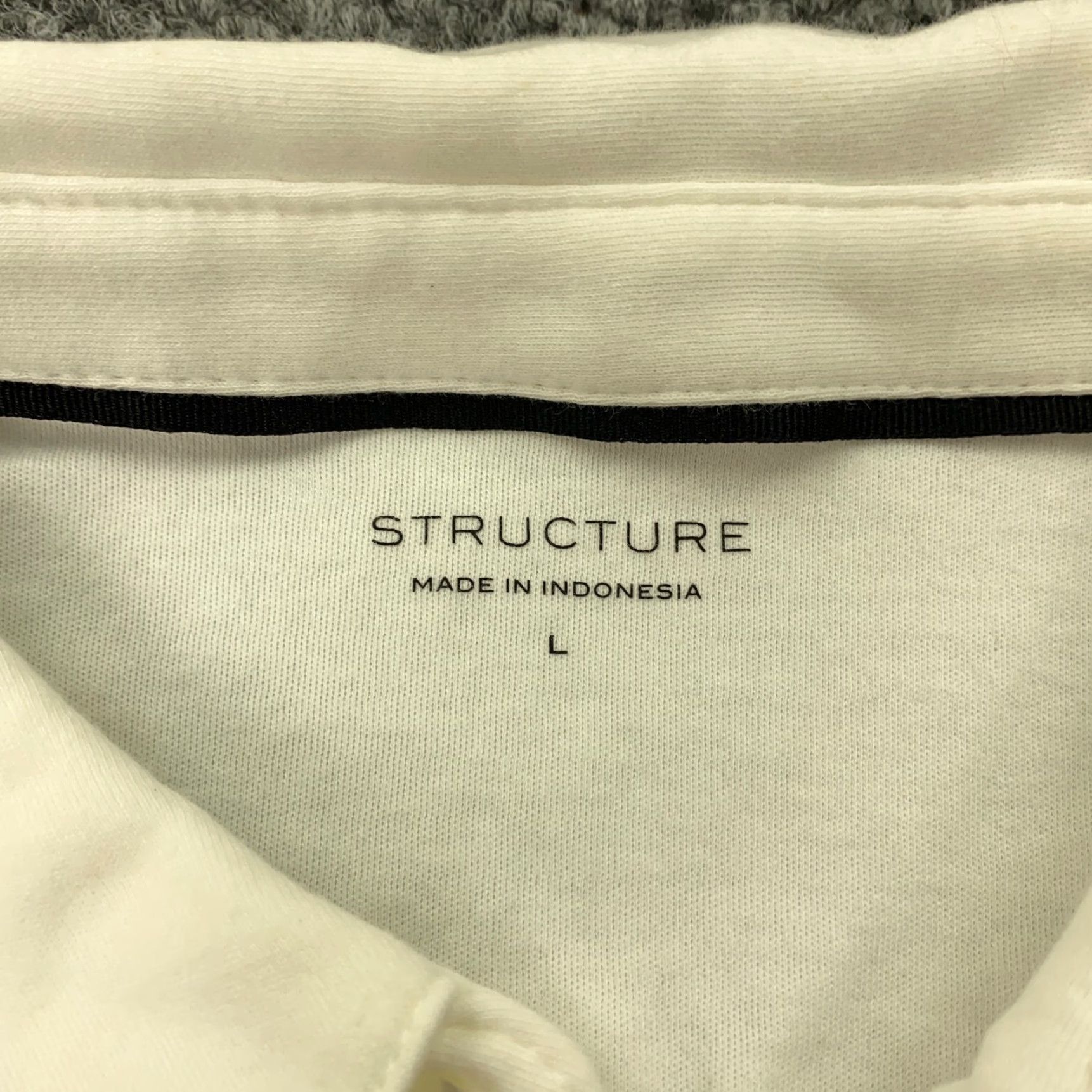Vintage Structure Polo Shirt Mens Large White Striped Short Sleeve Size US L / EU 52-54 / 3 - 3 Thumbnail