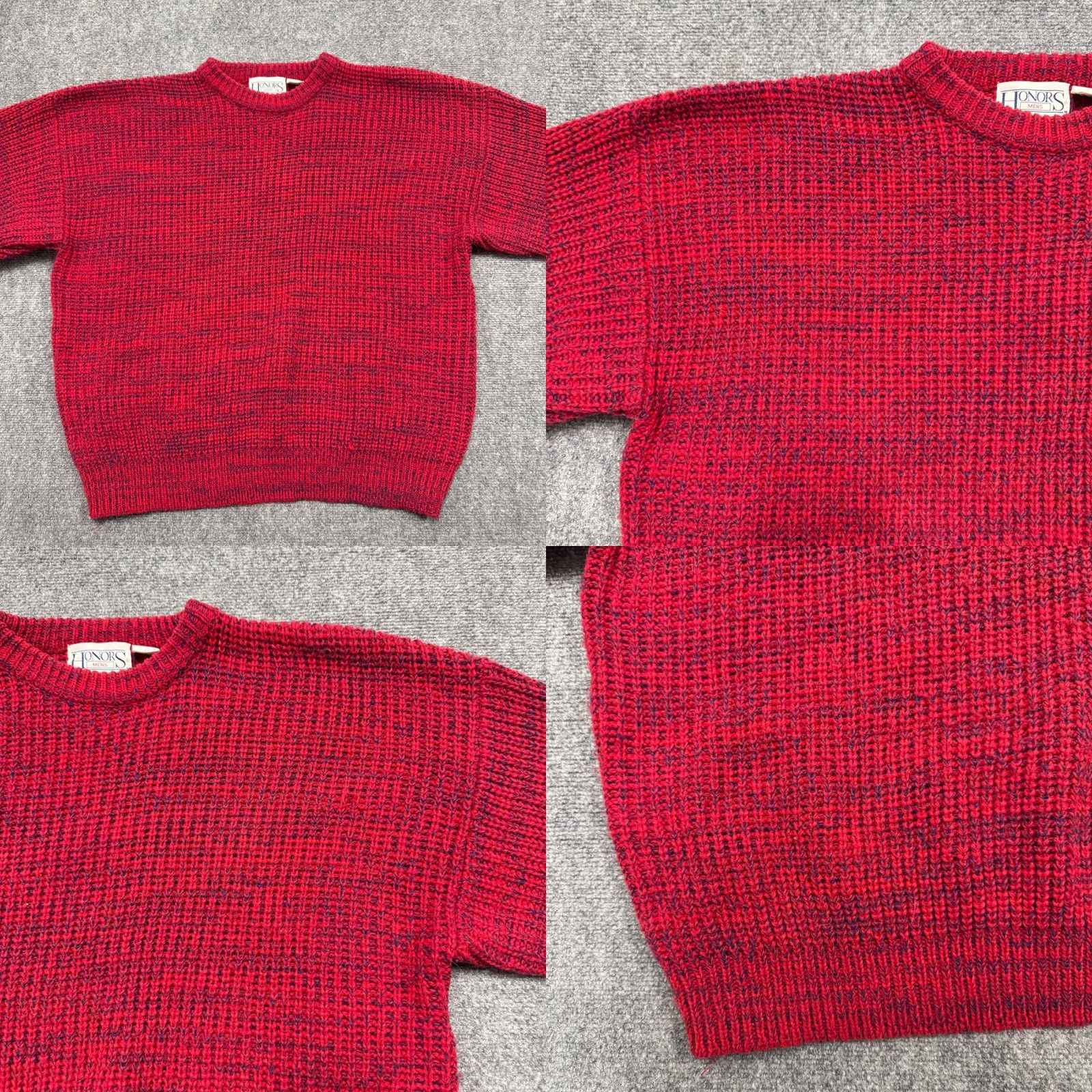 Vintage VINTAGE Honors sweater Mens XL Red Knitted Long sleeve Pullover Y2K Heavyweight Size US XL / EU 56 / 4 - 8 Thumbnail