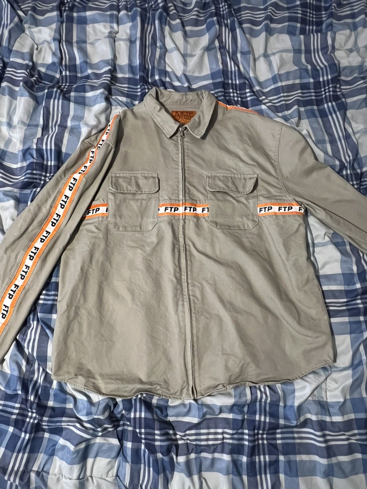 FTP Logo Zip Up Work Shirt XL