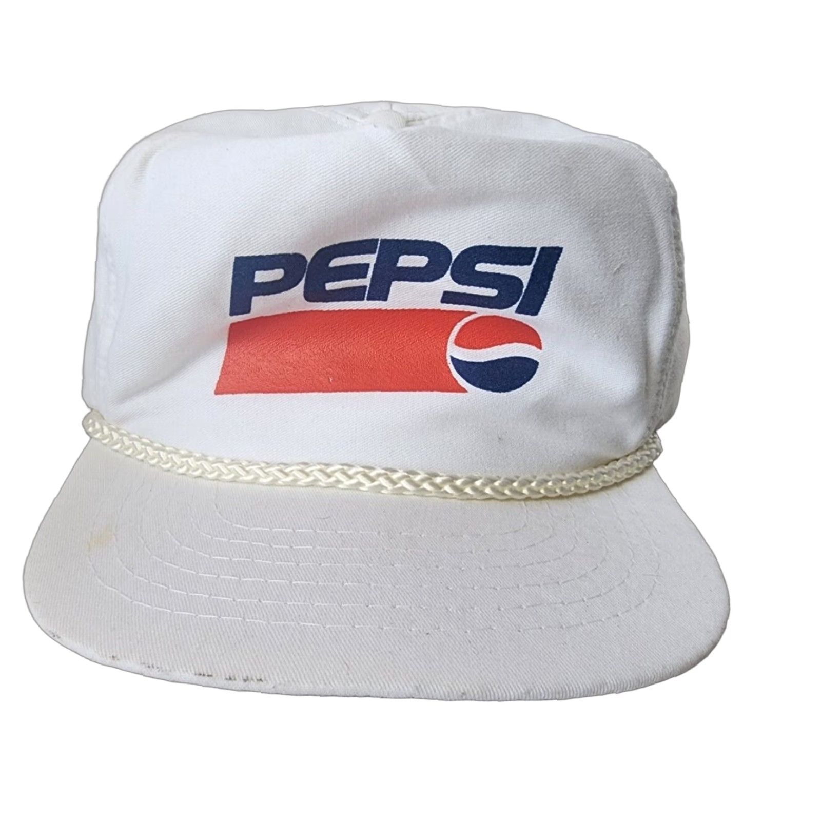 Roper VINTAGE Pepsi Adjustable Strap Hat Distressed Rope Baseball Cap One Size White Men Adjustable Cap Size ONE SIZE - 1 Thumbnail