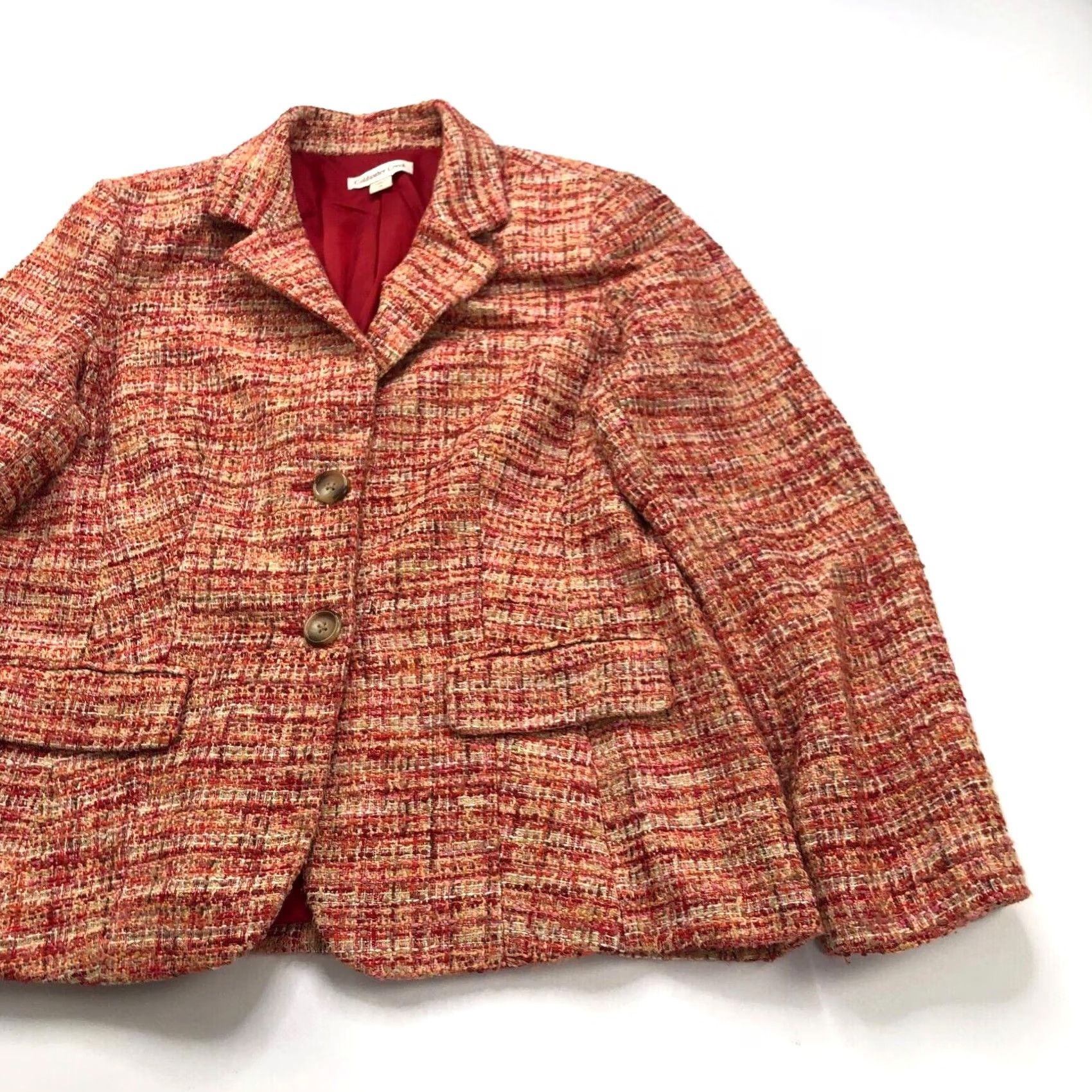Coldwater Creek Coldwater Creek Blazer Jacket Women's Orange Tweed Button Polyester Blend 14 Regular Long Sleeve Mid-Length Blazer Style Mens Womens Girls Size XL / US 12-14 / IT 48-50 - 2 Thumbnail