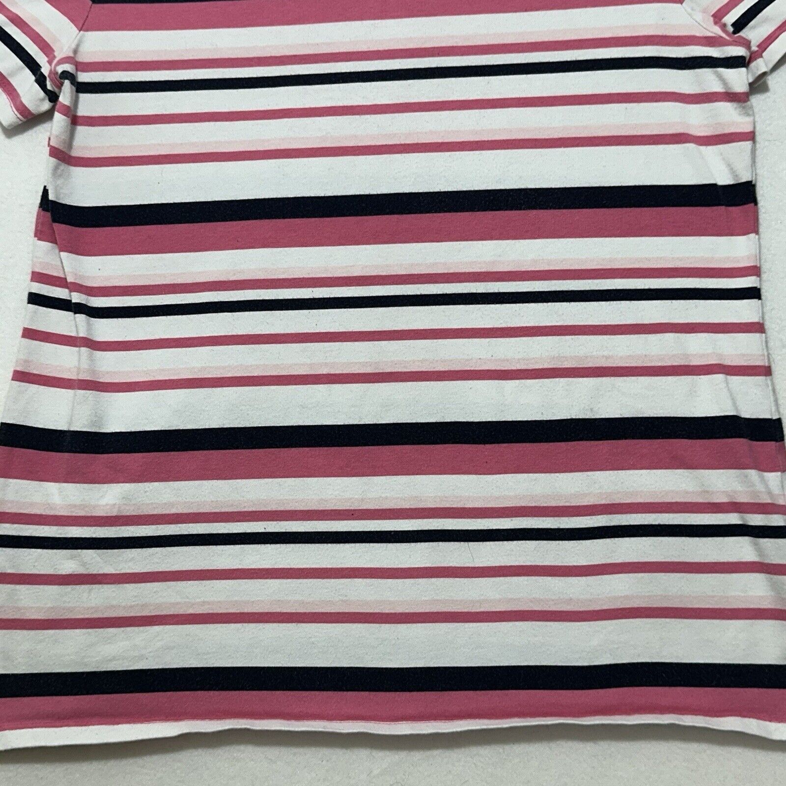 Other Talbots Medium White Pink Black Striped Short Sleeve T Shirt Size M / US 6-8 / IT 42-44 - 7 Thumbnail