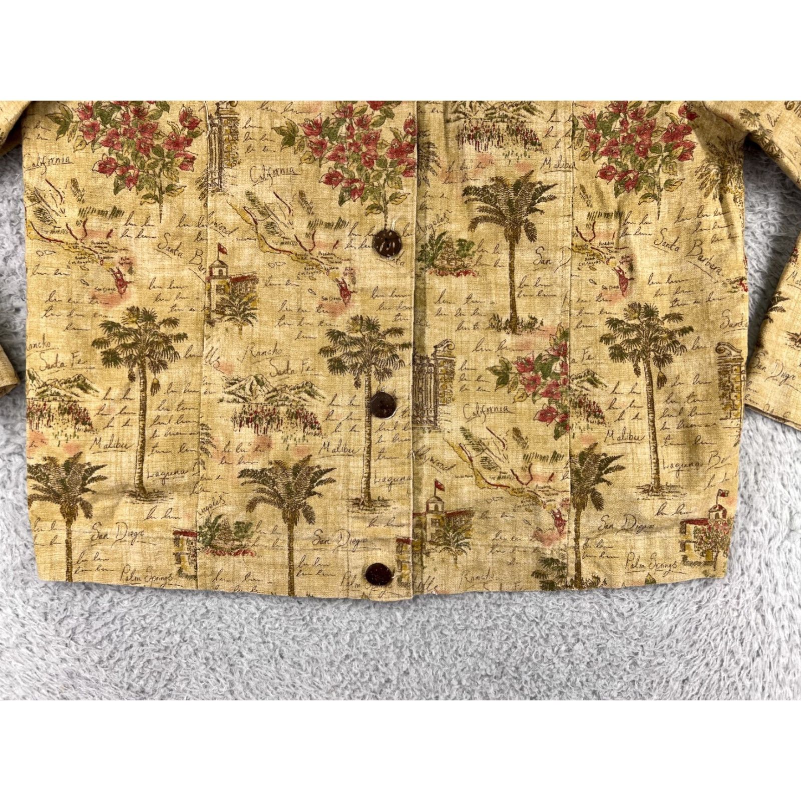 Vintage Drapers & Damons Shirt Womens L Yellow Floral Palm Crop Cotton Button-Up Shirt Size L / US 10 / IT 46 - 5 Thumbnail