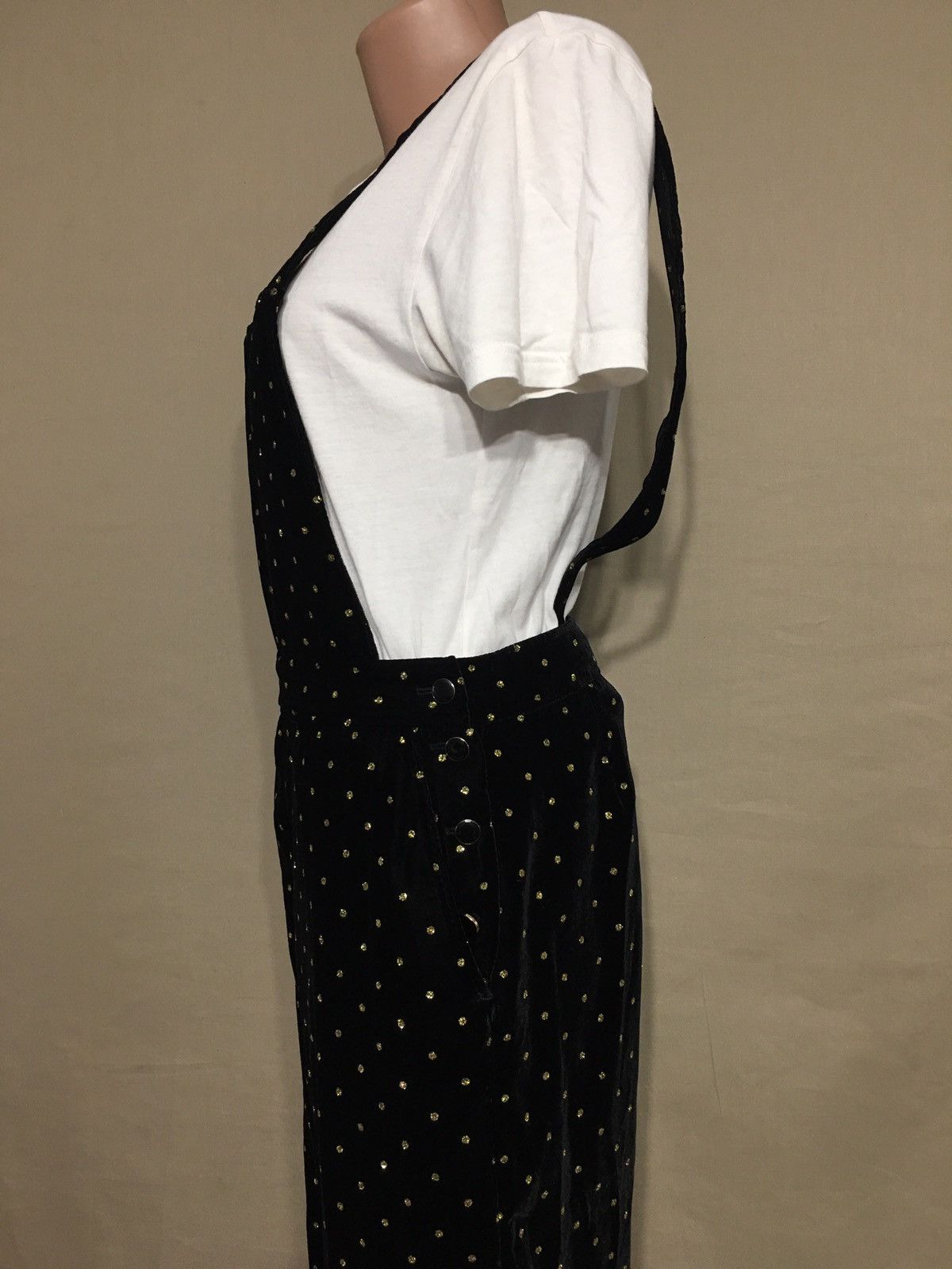 Sezane SEZANE Velvet Gold Polka Dots Jumpsuit Womens Size EU 38 Size 27" / US 4 / IT 40 - 9 Thumbnail