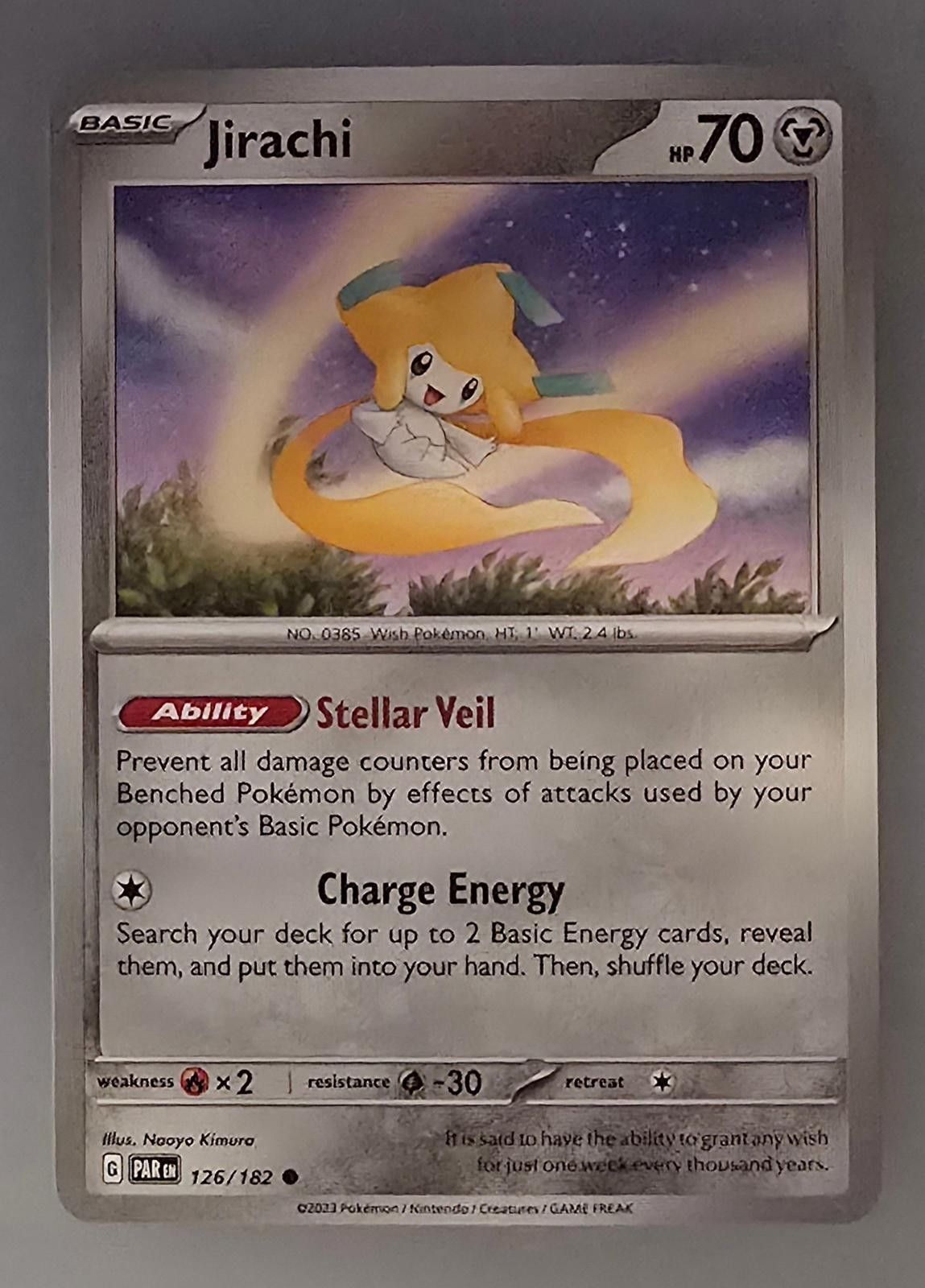 Pokemon Jirachi Pokémon Paradox Rift set, numbered 126/182. Size ONE SIZE - 1 Thumbnail