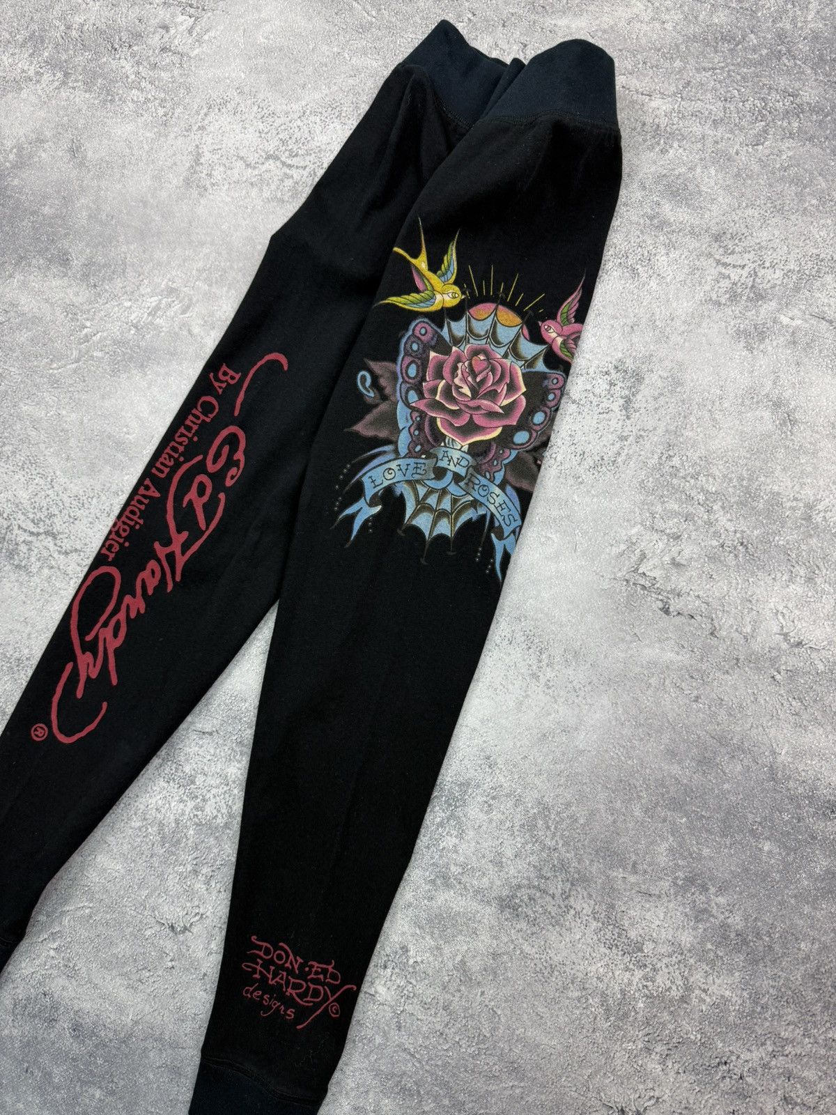 Ed Hardy Ed Hardy by Christian Audigier Black Leggings Y2K Steetwear Size 26" / US 2 / IT 38 - 14 Thumbnail
