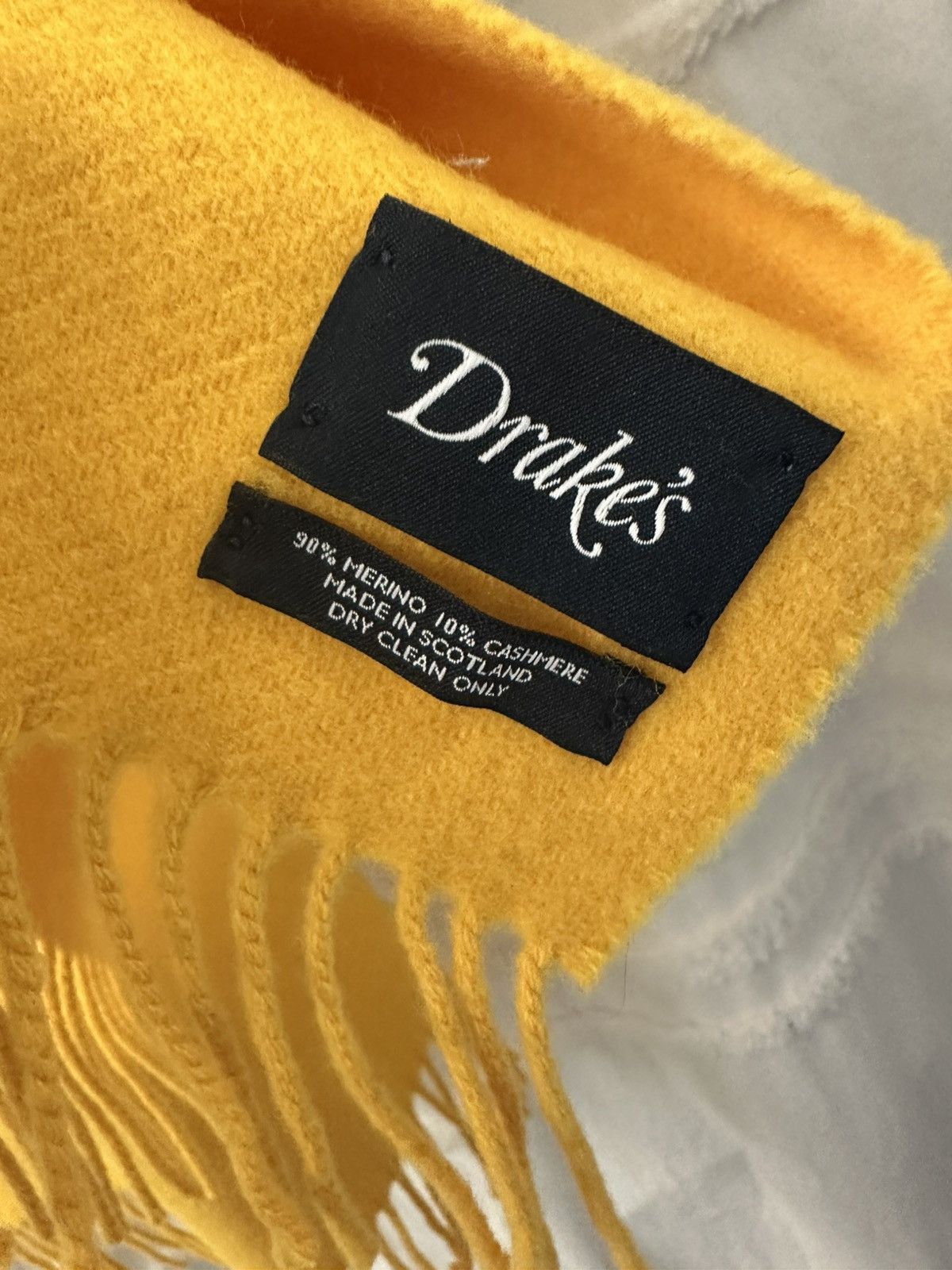 Drake's Drakes Yellow Merino Wool Cashmere Scarf Size ONE SIZE - 2 Thumbnail