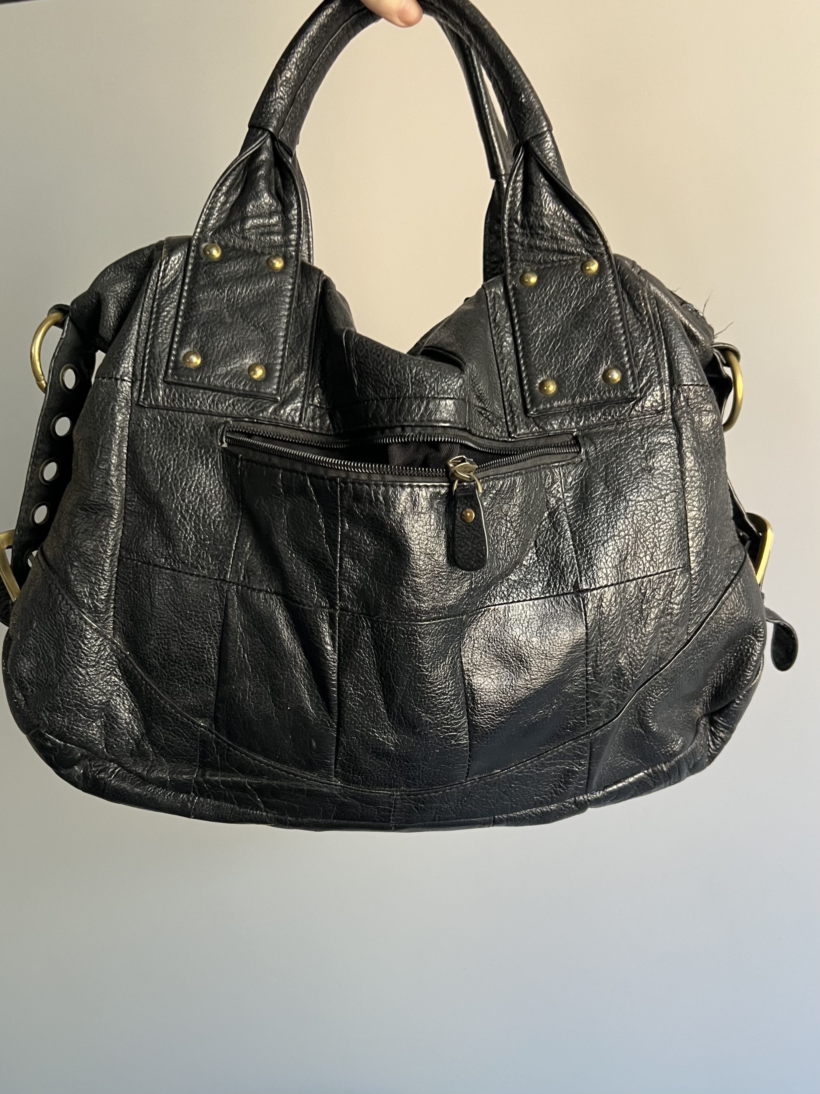 Vintage Vintage Black Genuine Leather Tote Bag Textured Leather Size ONE SIZE - 5 Thumbnail