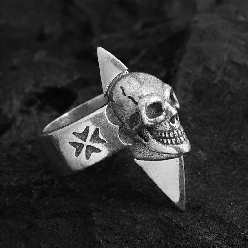 VIBE Men's Punk Smiling Skull Open Ring Size ONE SIZE - 4 Thumbnail