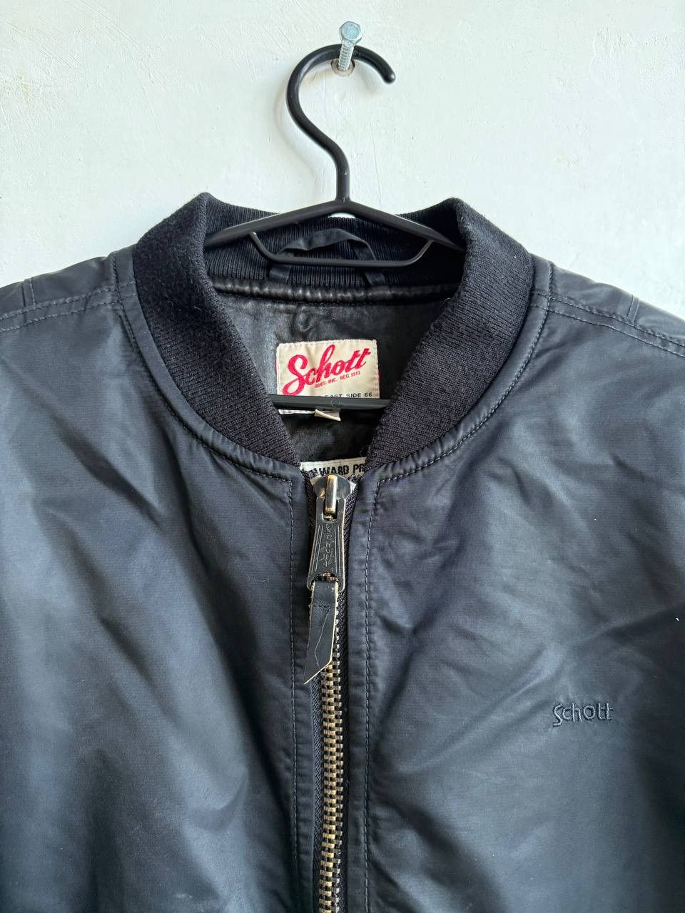 Schott Schott NYC American College Nylon Mens Black Bomber Jacket M Size US M / EU 48-50 / 2 - 6 Thumbnail