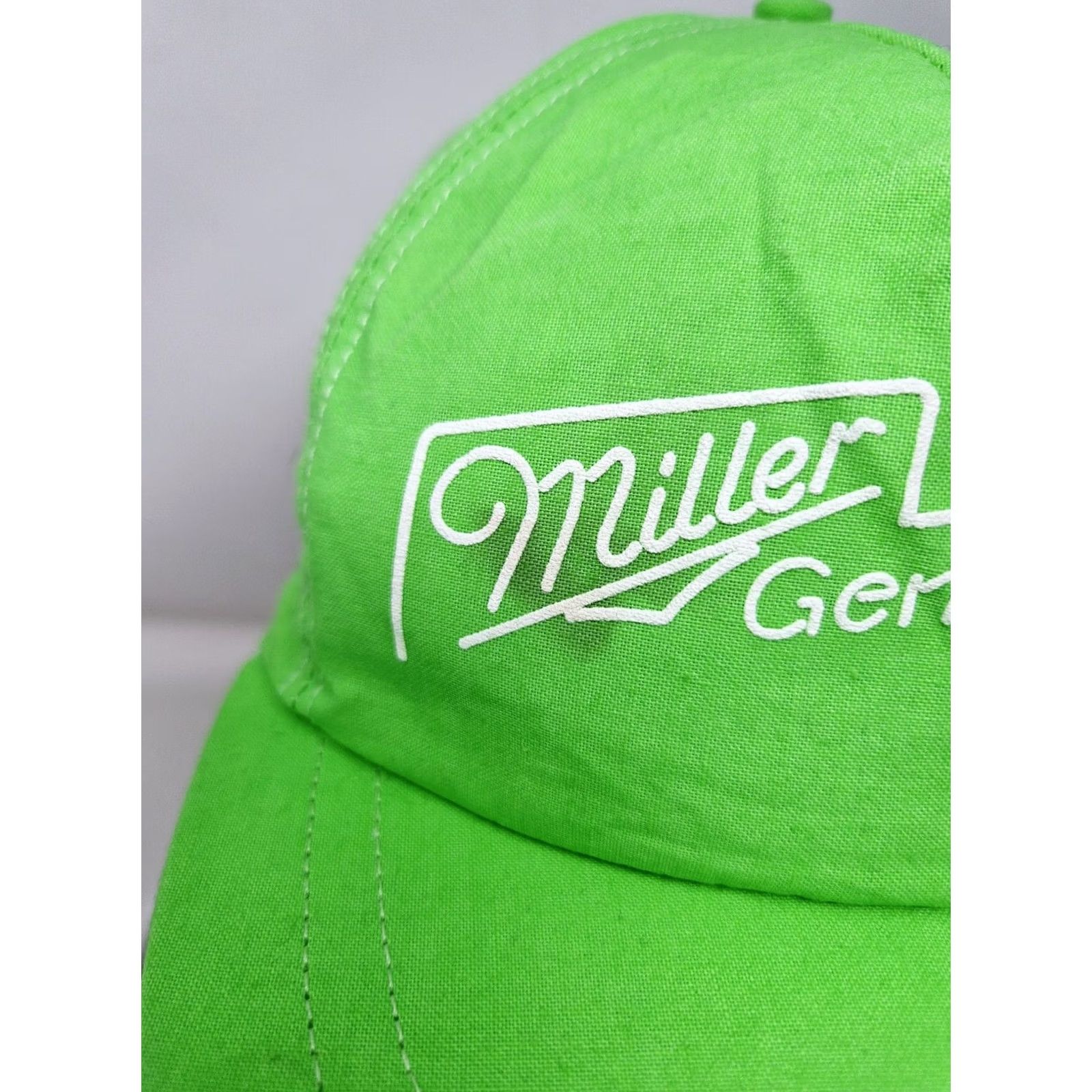 Vintage VINTAGE Miller Genuine Draft Neon Green Adjustable Hat 80s Baseball Cap Men One Size Green 80s 90s Beer Adjustable Mens Size ONE SIZE - 2 Thumbnail