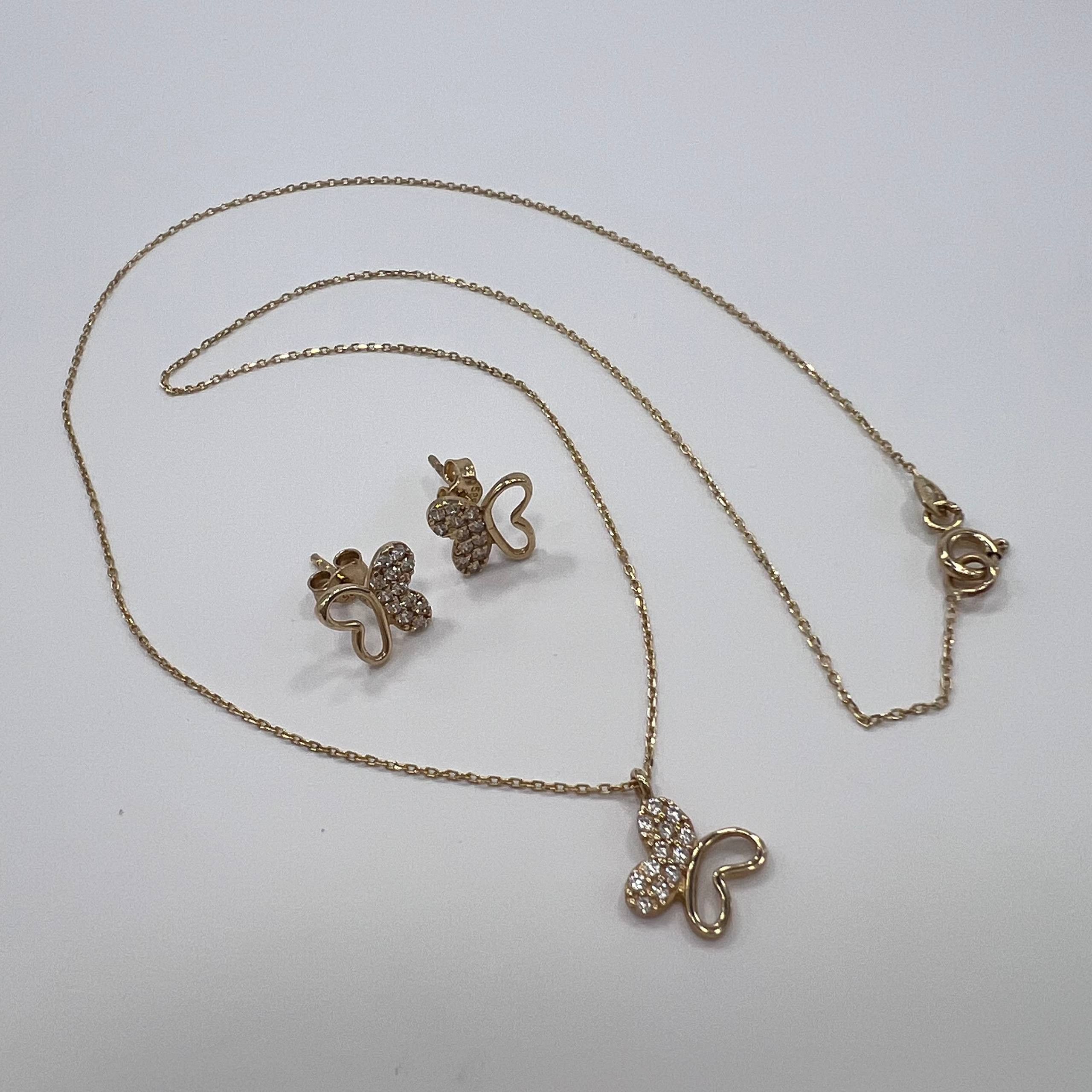 Other 14K Solid Gold Butterfly Necklace Earrings Set Italy 2.9g Size ONE SIZE - 6 Thumbnail