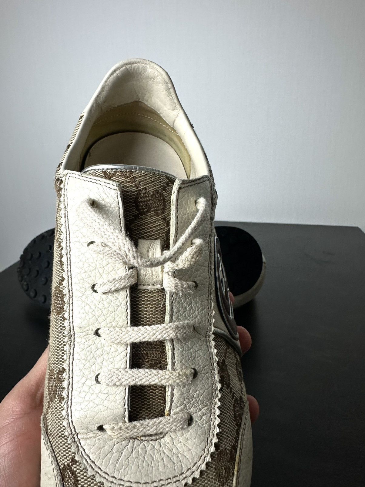 Gucci Gucci Sneakers GG Monogram Leather Canvas Beige US 6.5 Size US 6.5 / IT 36.5 - 10 Thumbnail