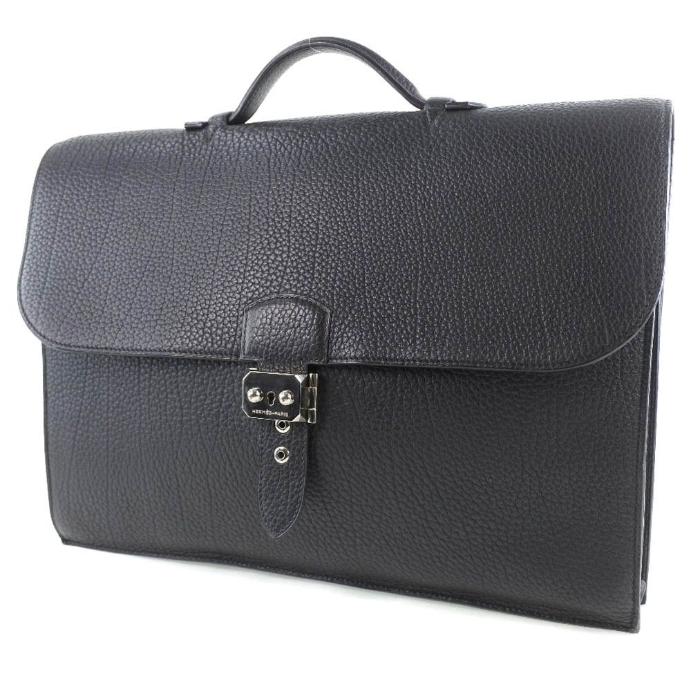 image of Hermes Sac À Dépêches Briefcase in Black, Men's
