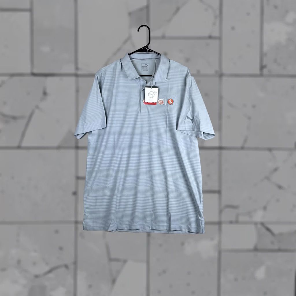 Puma PUMA Polo Shirt Mens XL Gray Stripe dryCELL Golf Performance Fit Phillips 66 Size US XL / EU 56 / 4 - 1 Thumbnail