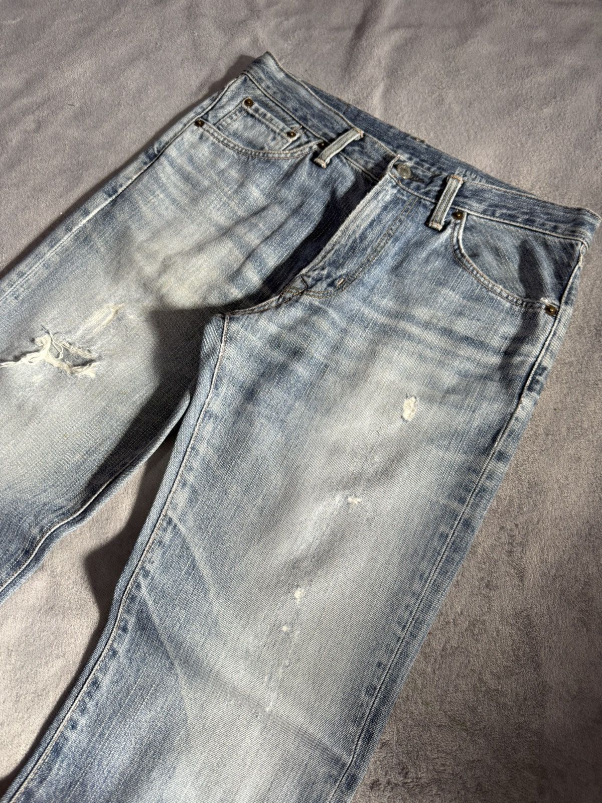 Edwin × Vintage Edwin XV441 Bootcut Flared Natural Distressed Jeans Size US 30 / EU 46 - 4 Thumbnail