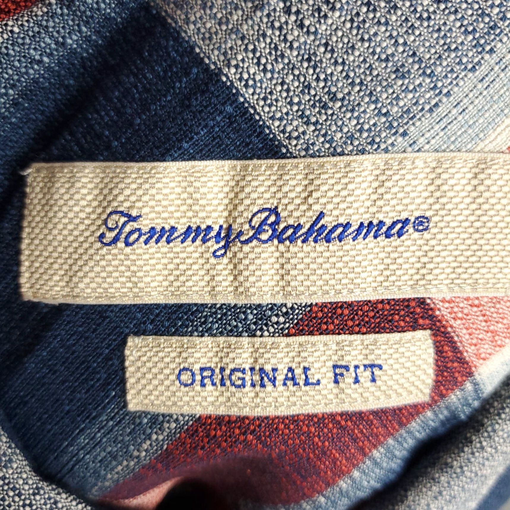 Tommy Bahama Tommy Bahama Shirt Mens XL Silk Short Sleeve Button-Up Plaid Red Blue Hawaiian Tropical Size US XL / EU 56 / 4 - 7 Thumbnail