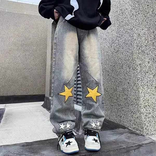 Japanese Brand Kurusu x Kita Retro Street Star Patch Distressed Jeans Size US 31 - 7 Thumbnail