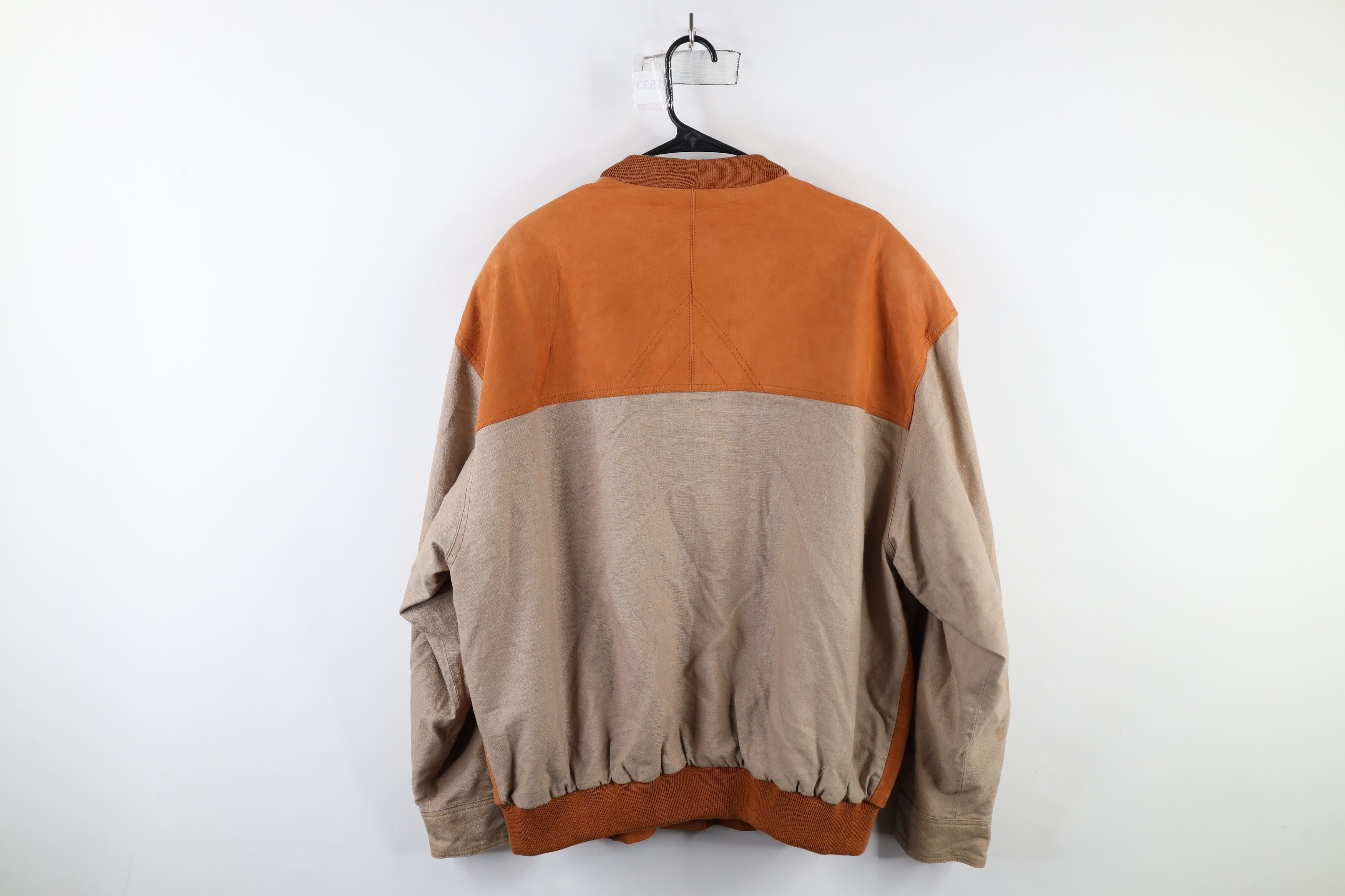 Vintage Vintage 90s Streetwear Leather Button Varsity Jacket Orange Size US XL / EU 56 / 4 - 12 Thumbnail