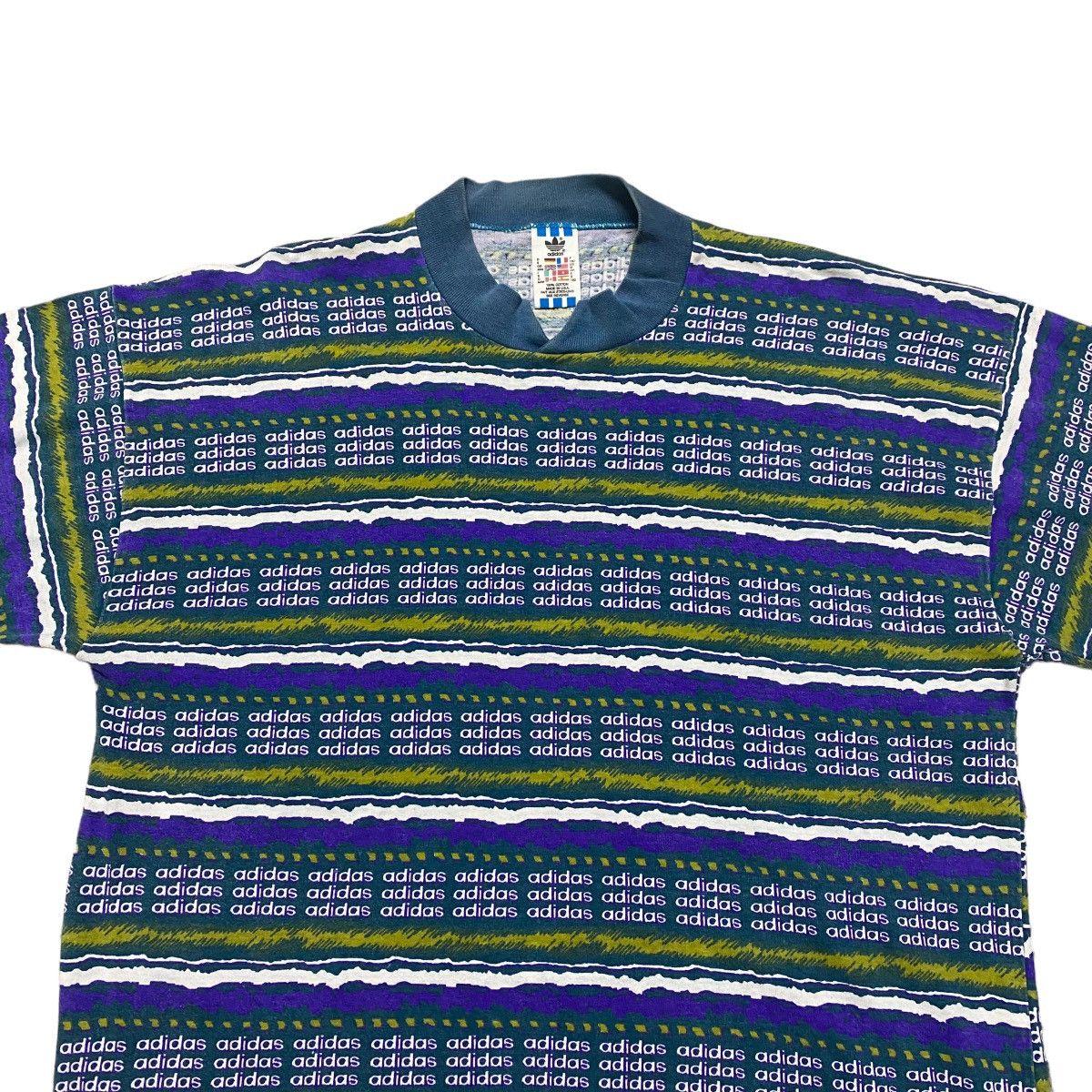 Vintage Vintage 90s Adidas Longsleeve All Over Print Striped Size US M / EU 48-50 / 2 - 3 Thumbnail