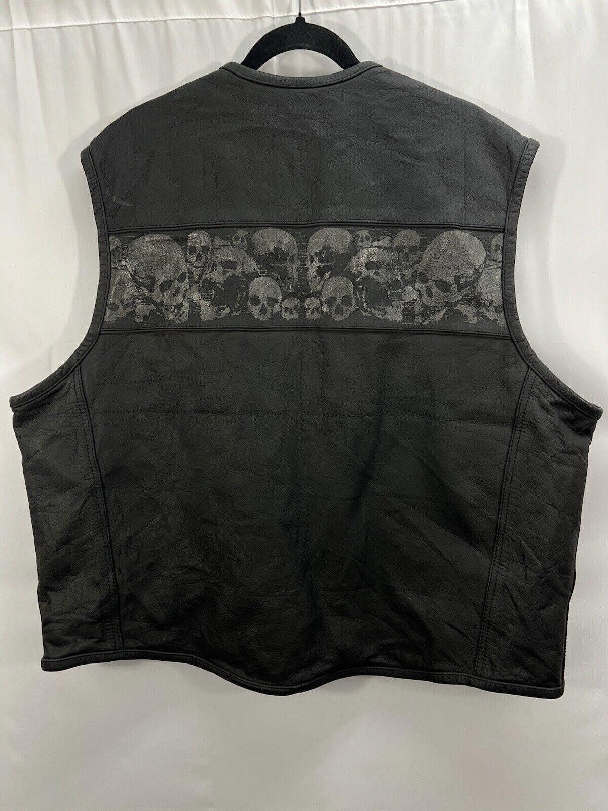 Designer Motorcycle Leather Reflect Vest,Conceal Pockets,Size XXL,#TG Size US XXL / EU 58 / 5 - 6 Thumbnail