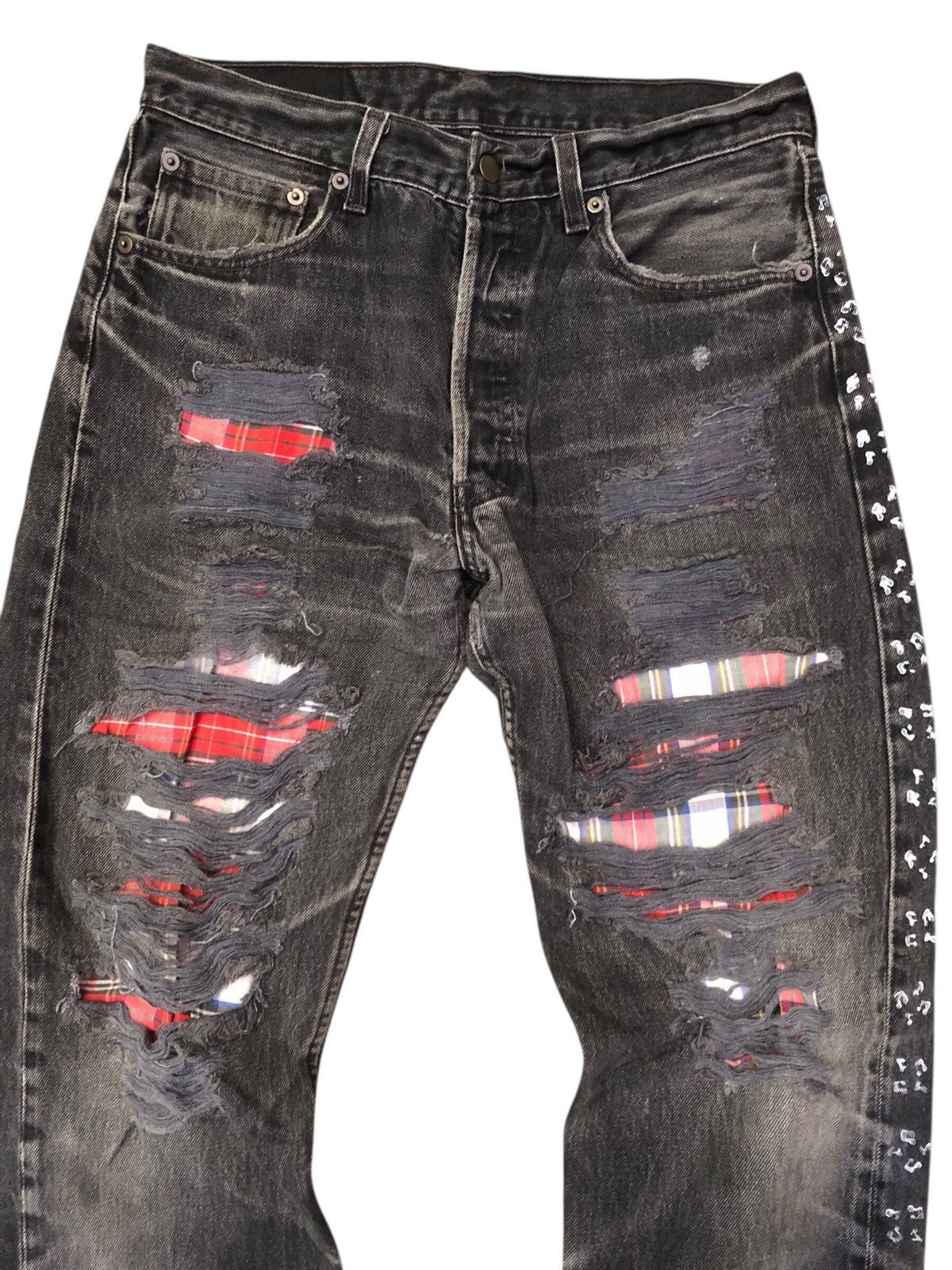 Levi's 🔥Vintage LEVIS x LaTOTALITE Distressed Patchwork 501xx Jeans Size US 32 / EU 48 - 3 Thumbnail