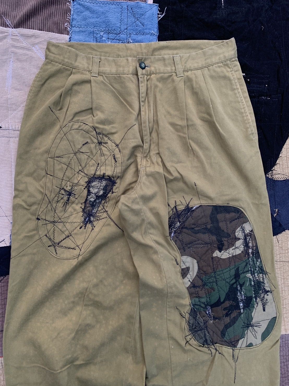 Vintage Thrashed Vintage Slack Pants Patchwork Faded&Distressed Size US 32 / EU 48 - 2 Thumbnail