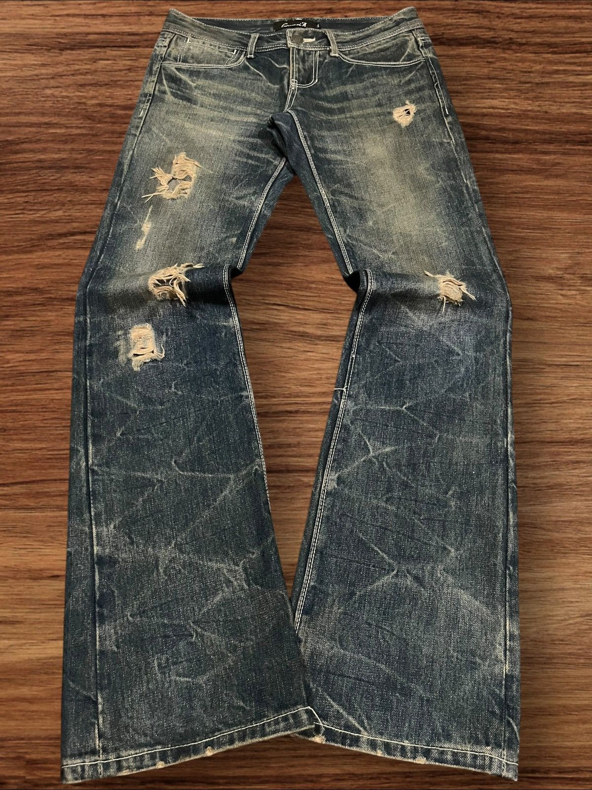 If Six Was Nine Vintage Japanese Brand Cavaria Distressed Whisker Flare Jean Size US 30 / EU 46 - 2 Thumbnail