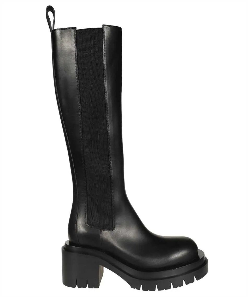 Bottega Veneta o1n1vont1224 Lug Calfskin Boots in Black Size US 4 / IT 34 - 1 Thumbnail