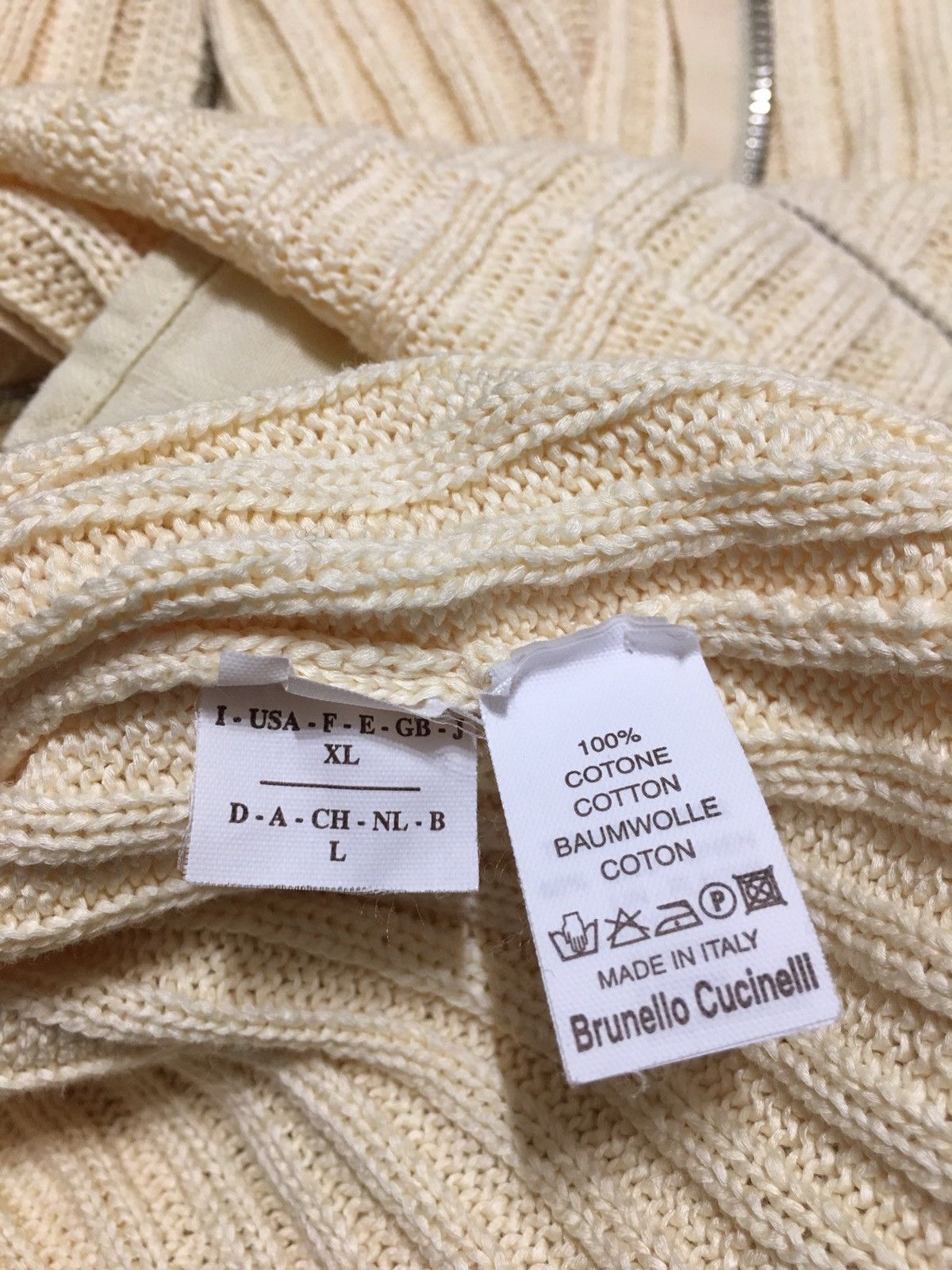 Brunello Cucinelli Brunello Cucinelli Beige Cotton Zip Cardigan US XL, EU L Size XL / US 12-14 / IT 48-50 - 12 Thumbnail