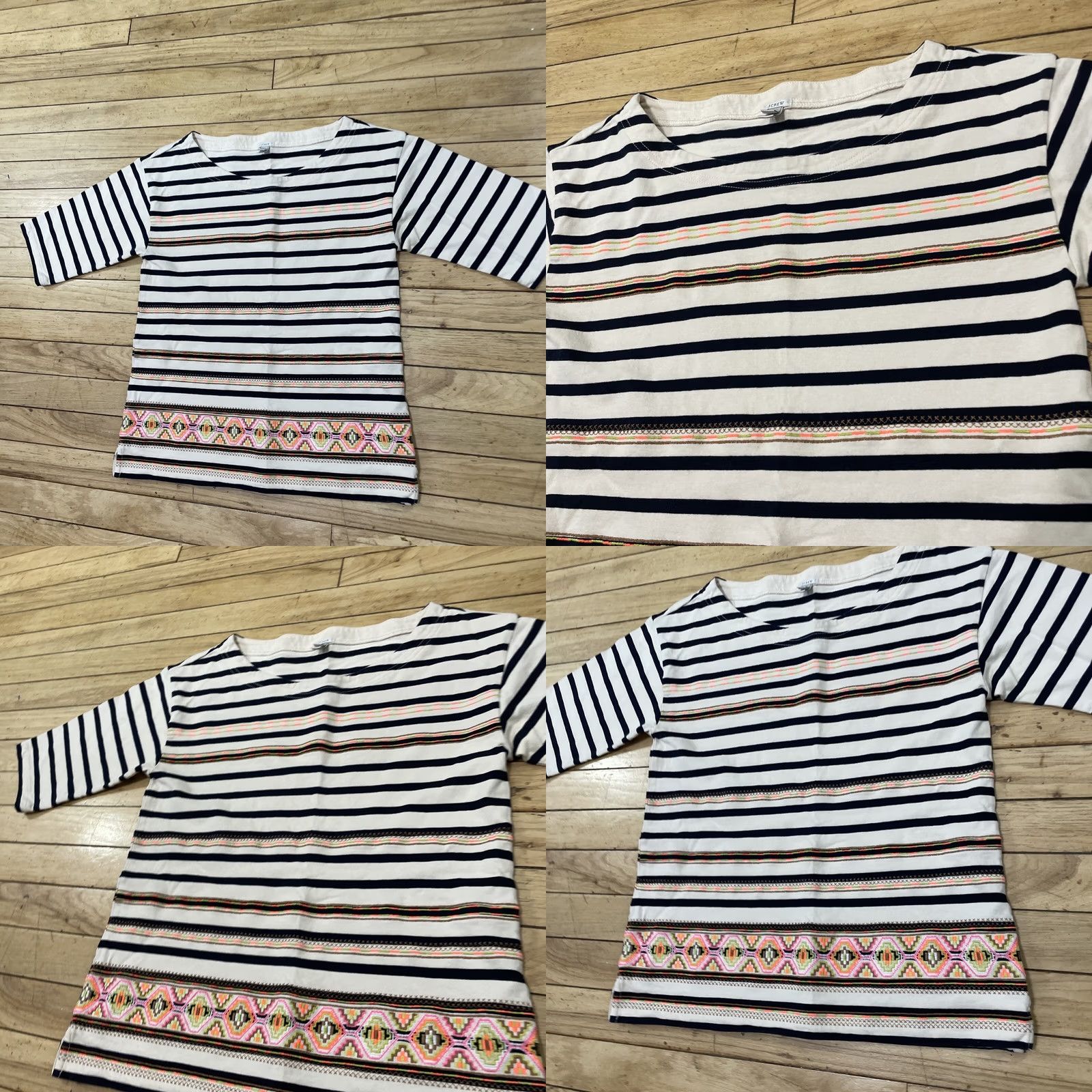 J.Crew J. Crew Boho Striped Shirt S Blue Cream Neon Aztec Geometric Fairy Coastal Top Size S / US 4 / IT 40 - 9 Thumbnail