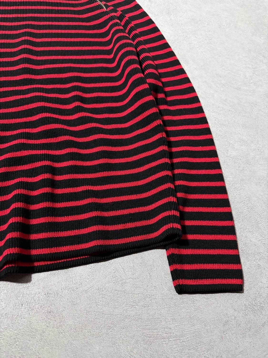 Saint Laurent Paris Saint Laurent Hedi Shoulder Zipper Border Knit Sweater Size US M / EU 48-50 / 2 - 8 Thumbnail