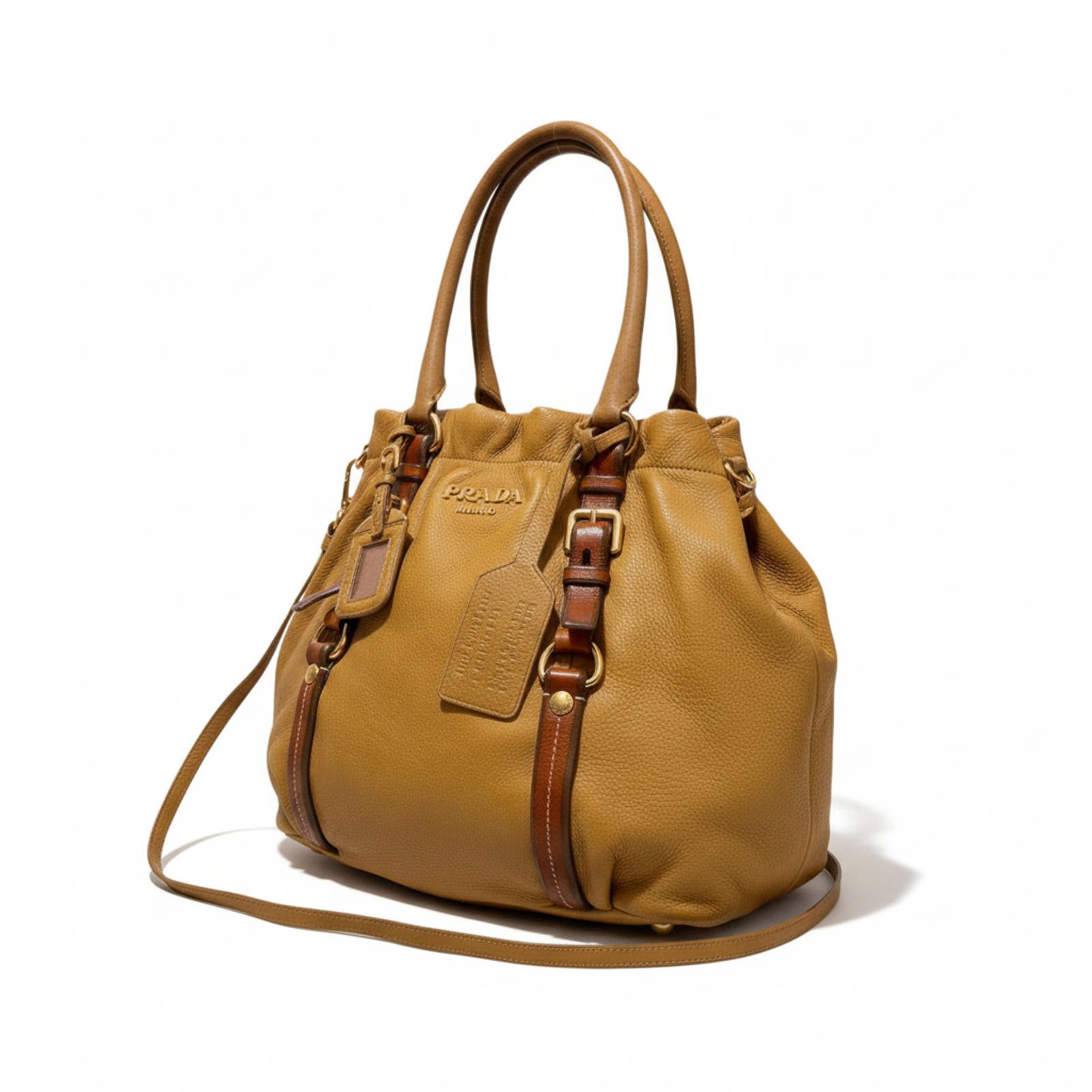 Prada Prada - Brown Leather Handbag Brown Straps Size ONE SIZE - 1 Thumbnail