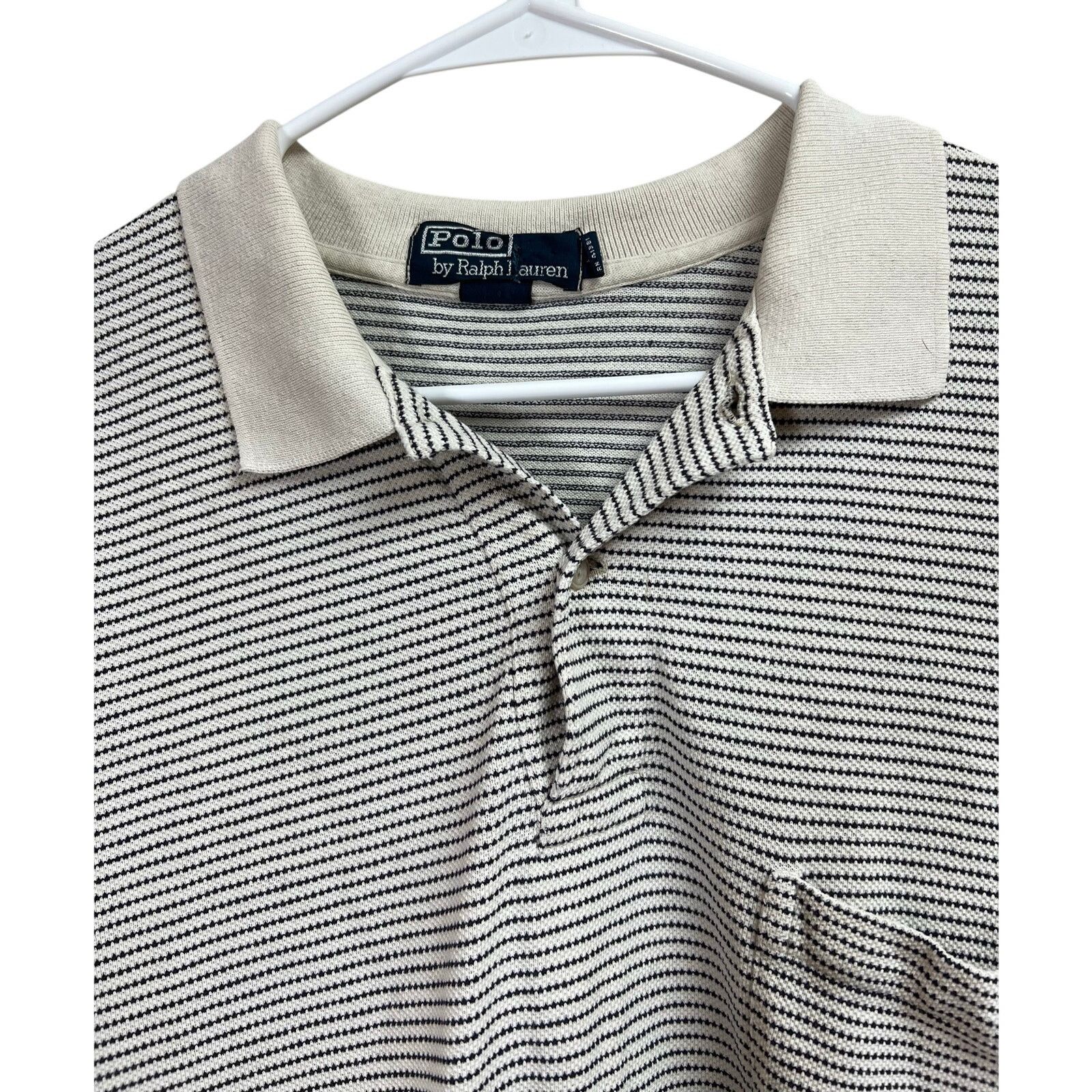 Polo Ralph Lauren Polo Ralph Lauren Vintage Striped Polo Shirt Black Cream XL Size US XL / EU 56 / 4 - 3 Thumbnail
