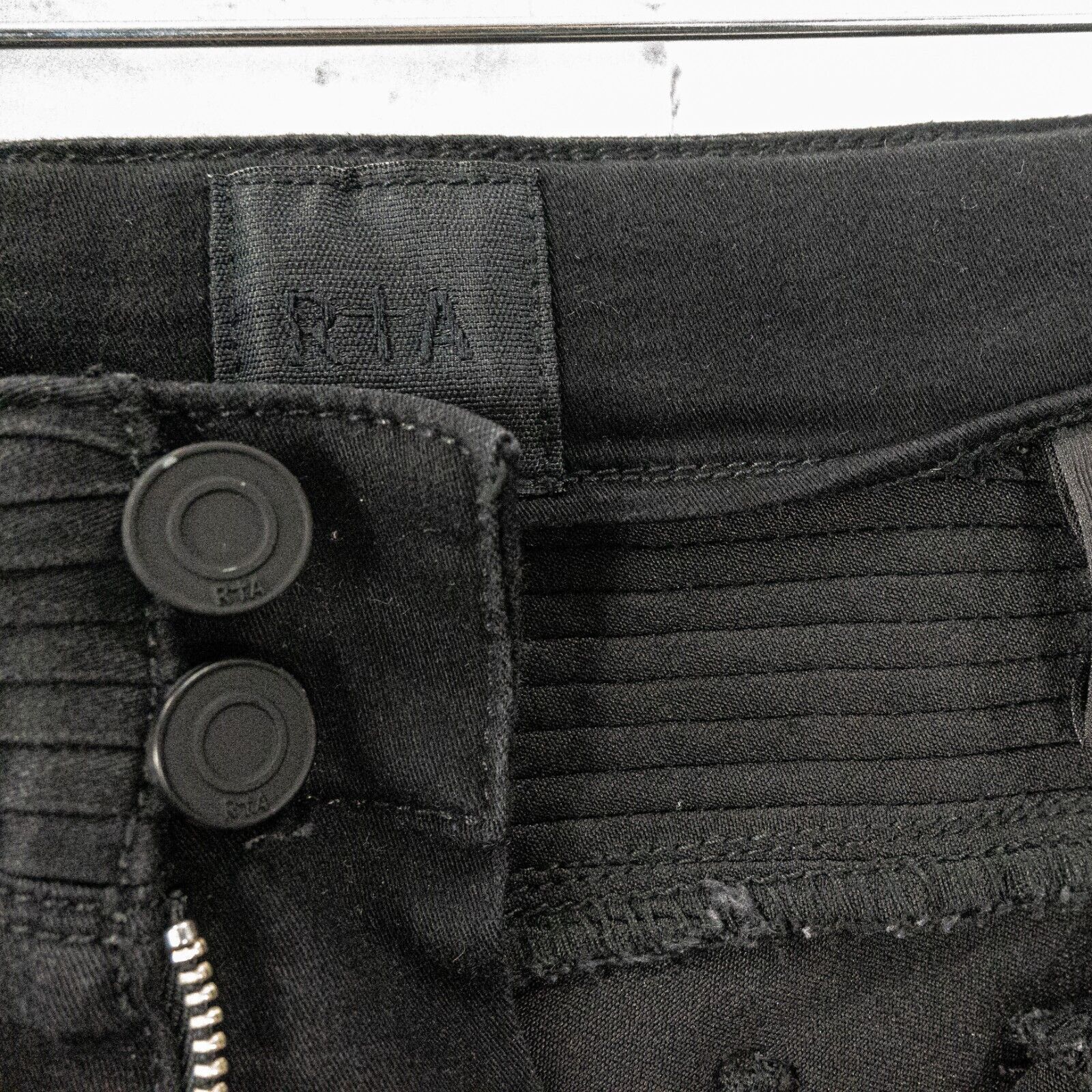 Rta RtA Black Skinny Stretch Denim Jeans ribbed waist Size 27 Size 27" / US 4 / IT 40 - 4 Thumbnail