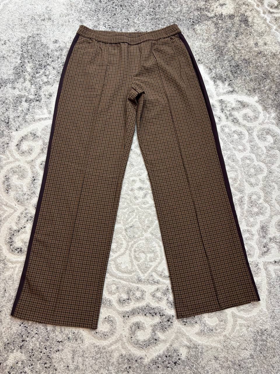 Zara Zara Gingham Wide Leg Track Pants Brown Plaid Side Stripe L Size 34" / US 12 / IT 48 - 5 Thumbnail