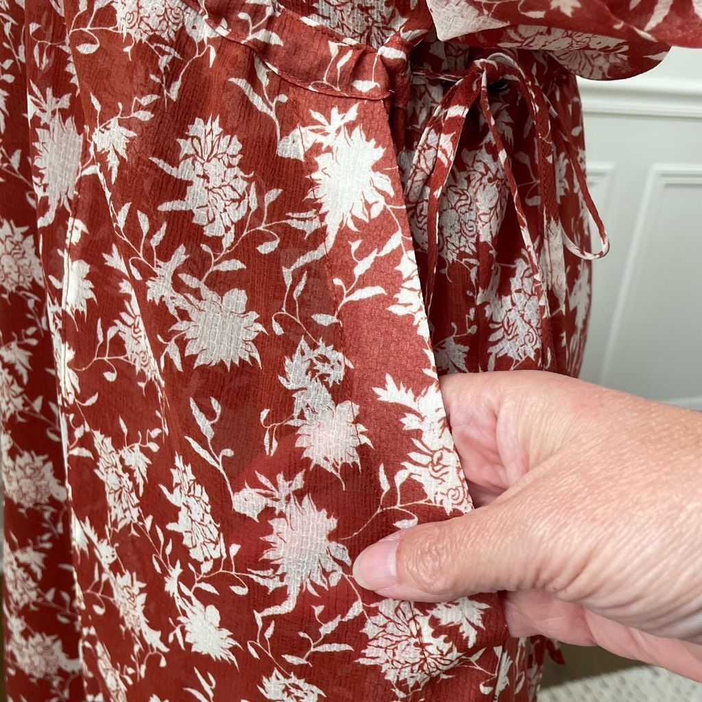 Rag & Bone NWOT Rag & Bone Elysse Midi Dress Rust Floral Chiffon $495 X Size XS / US 0-2 / IT 36-38 - 6 Thumbnail