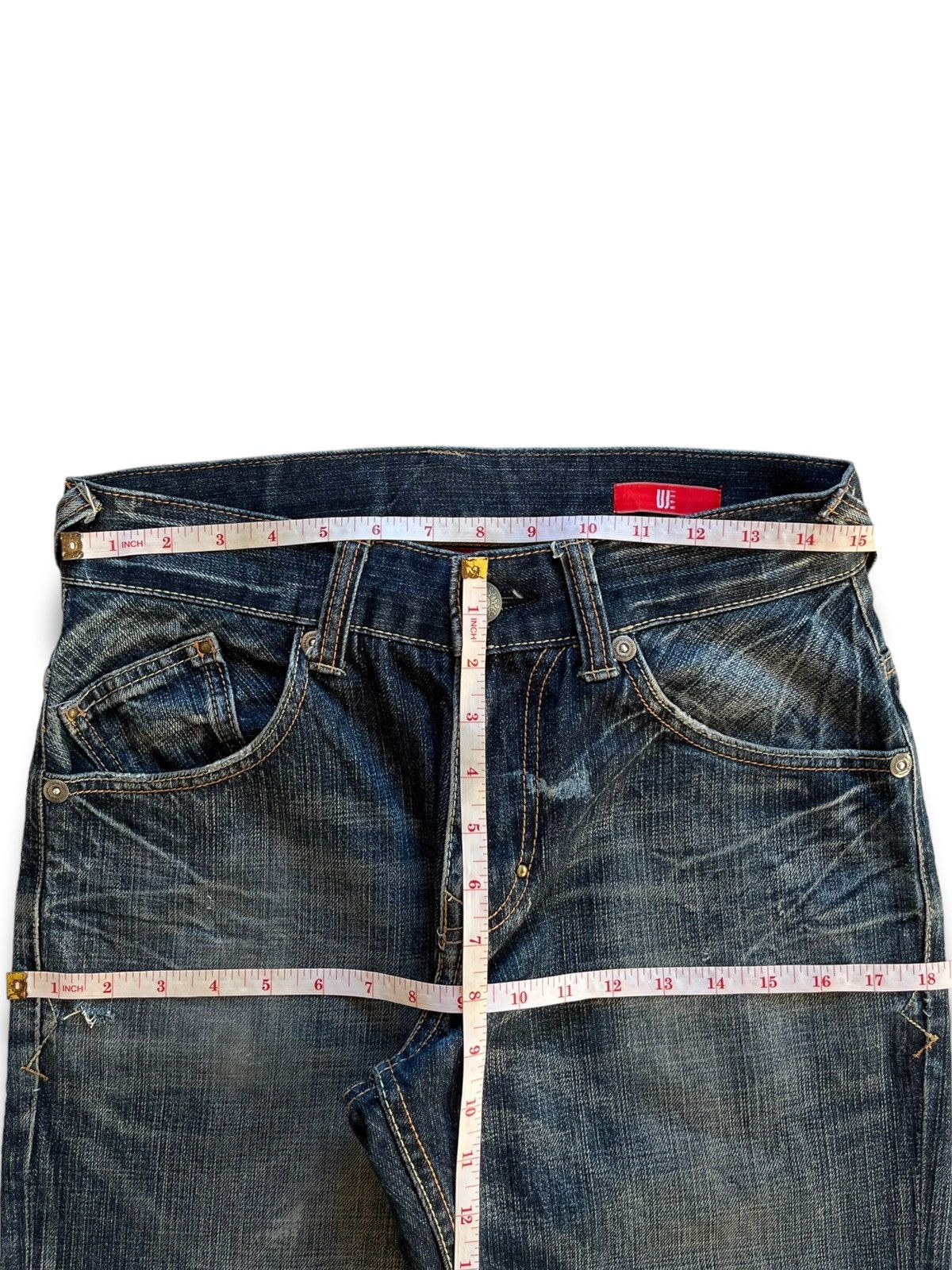 Japanese Brand Vintage Japanese Brand Buckle Back Mud Wash Rip Flare Jeans Size US 30 / EU 46 - 11 Thumbnail