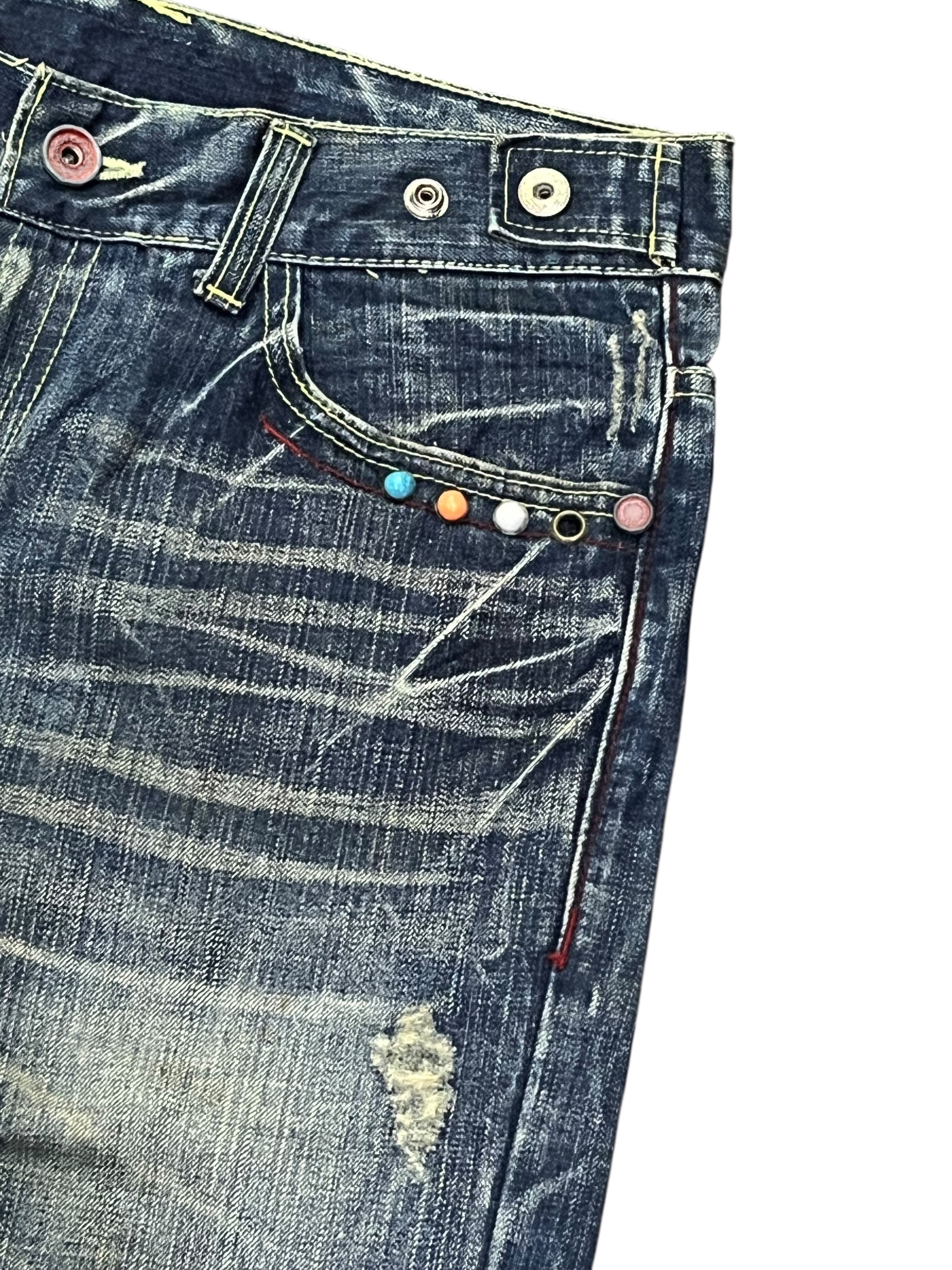 Japanese Brand 🔥REDPEPPER Embroidery Wings Flare Distressed Clawmark Denim Size US 31 - 11 Thumbnail
