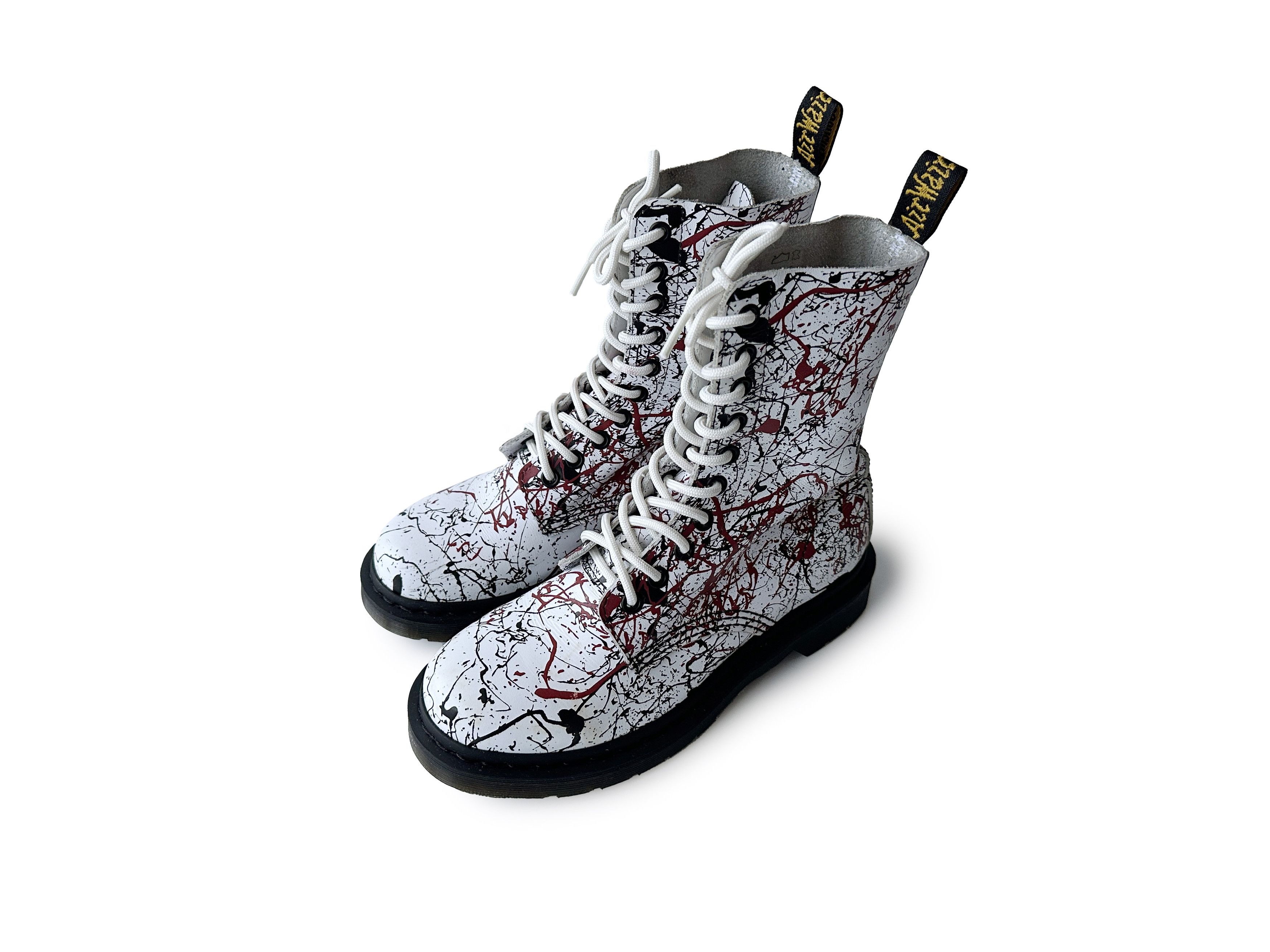 Dr. Martens Dr.Martens 14610 white paint splatter leather boots Size US 7 / IT 37 - 1 Thumbnail
