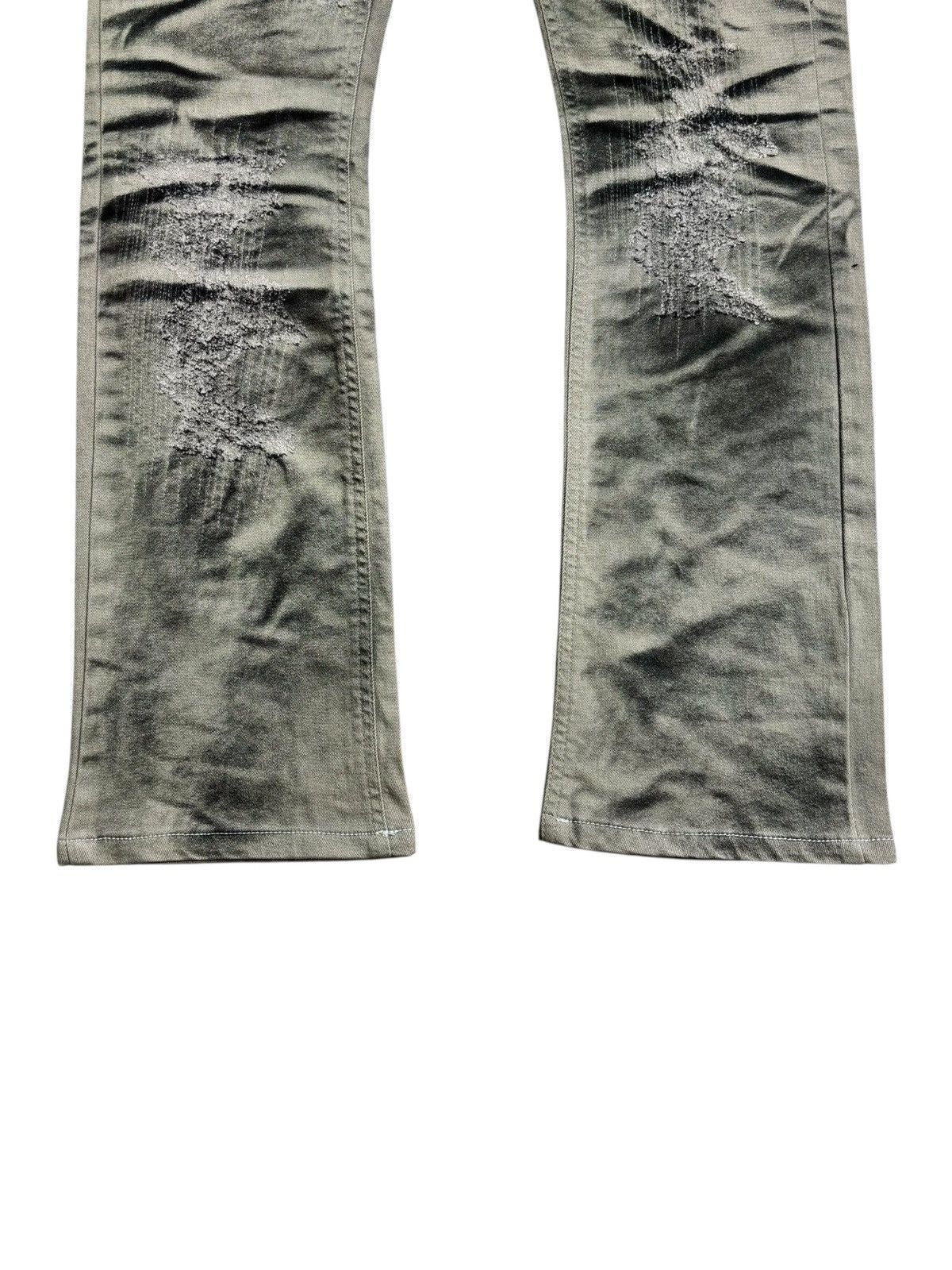 Archive La Gate - Waxed Oil Crashed Flare Denim Pants