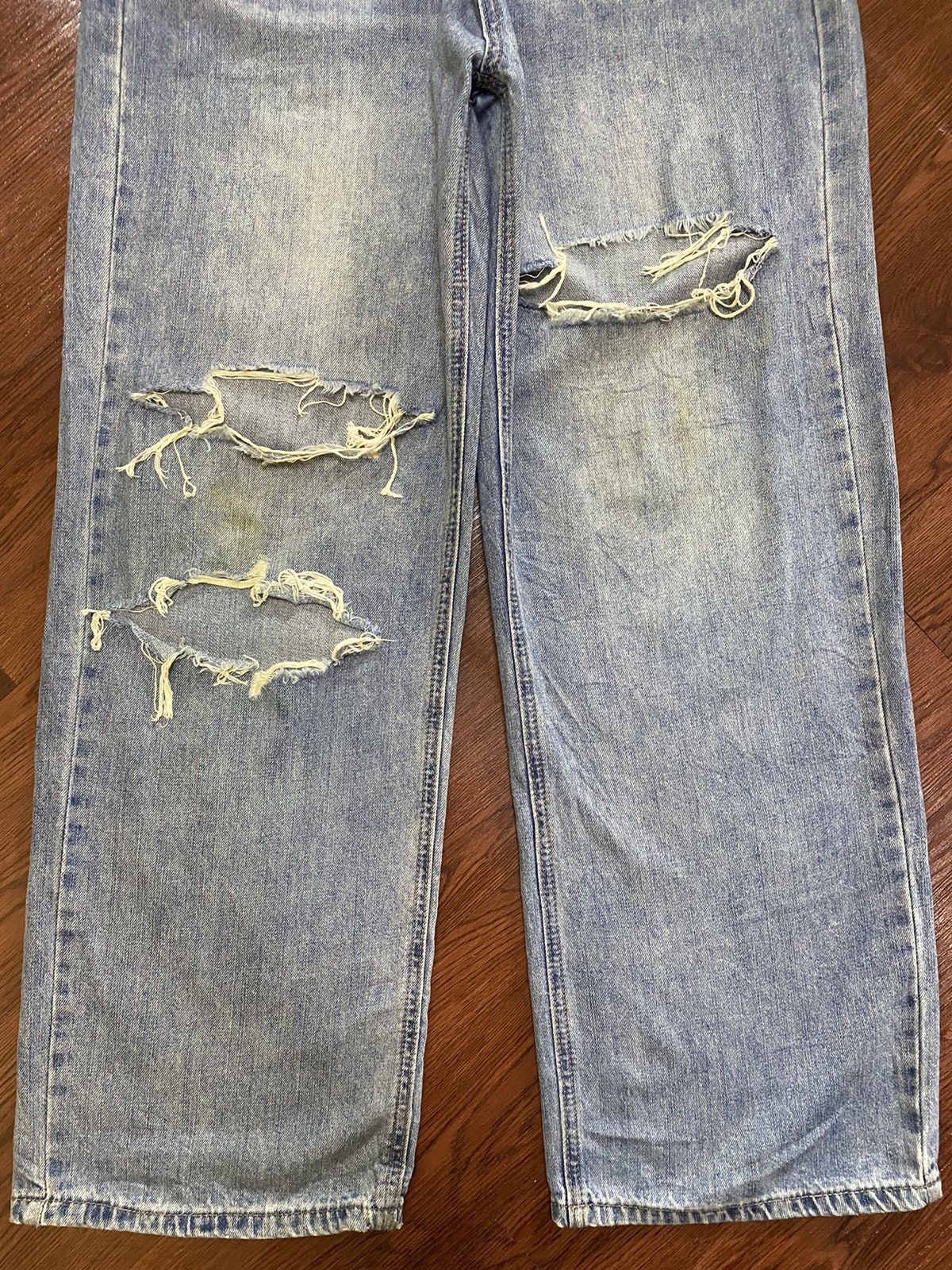 Other Vintage Japanese Blue Faded Wash Distressed Baggy Jeans Size US 28 / EU 44 - 5 Thumbnail