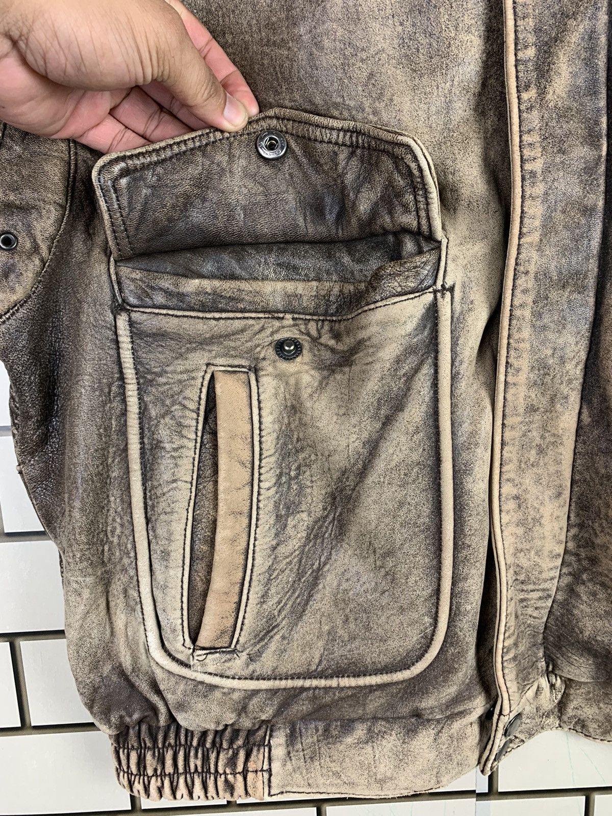 14th Addiction Vintage 90s Make Sherpa Leather Bomber Jacket Size US L / EU 52-54 / 3 - 12 Thumbnail