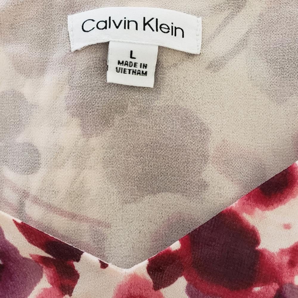 Calvin Klein CT420 Calvin Klein Ladies Purple & Beige Floral Blouse L Size L / US 10 / IT 46 - 5 Thumbnail