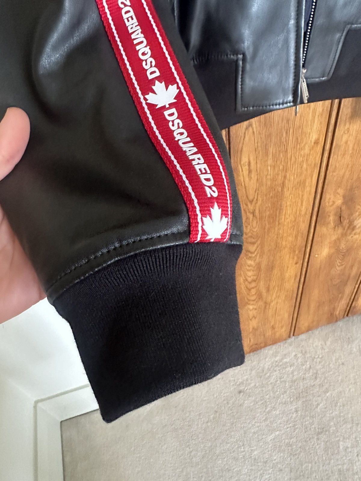 Dsquared2 FW20 Dsquared tape logo leather hoodie jacket Grail Size US L / EU 52-54 / 3 - 12 Thumbnail