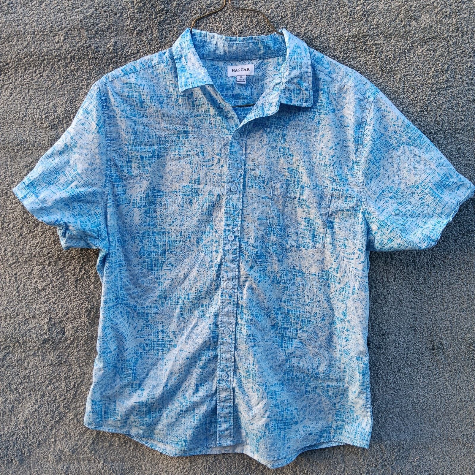 Haggar Haggar Men's Button-Up Shirt Large Blue Short Sleeve Size US L / EU 52-54 / 3 - 1 Thumbnail