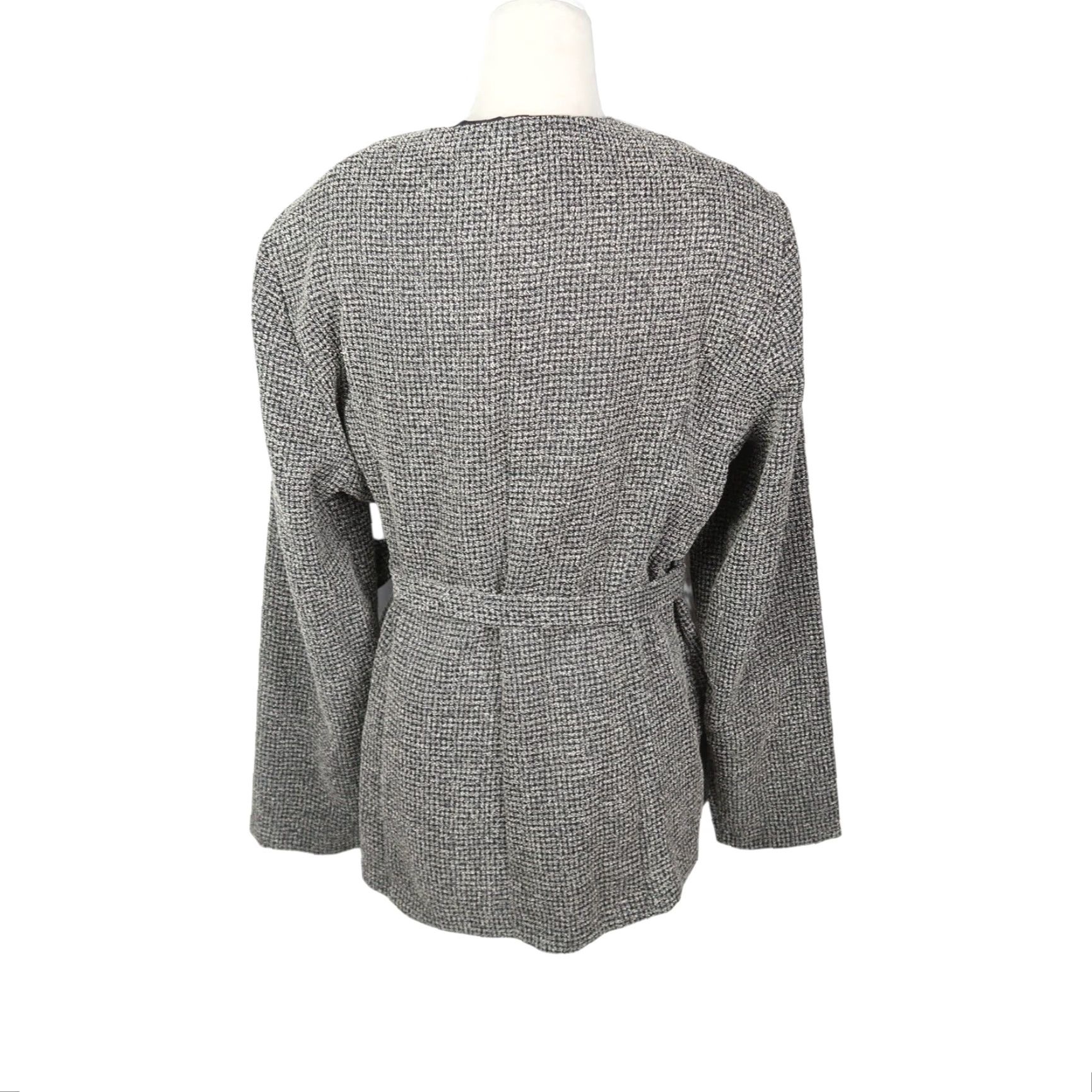 Vintage VINTAGE Connected Blazer Jacket 90s Women Black White Woven Wrap Front Button Tie 16 Mens? Size XXL / US 16-18 / IT 52-54 - 4 Thumbnail